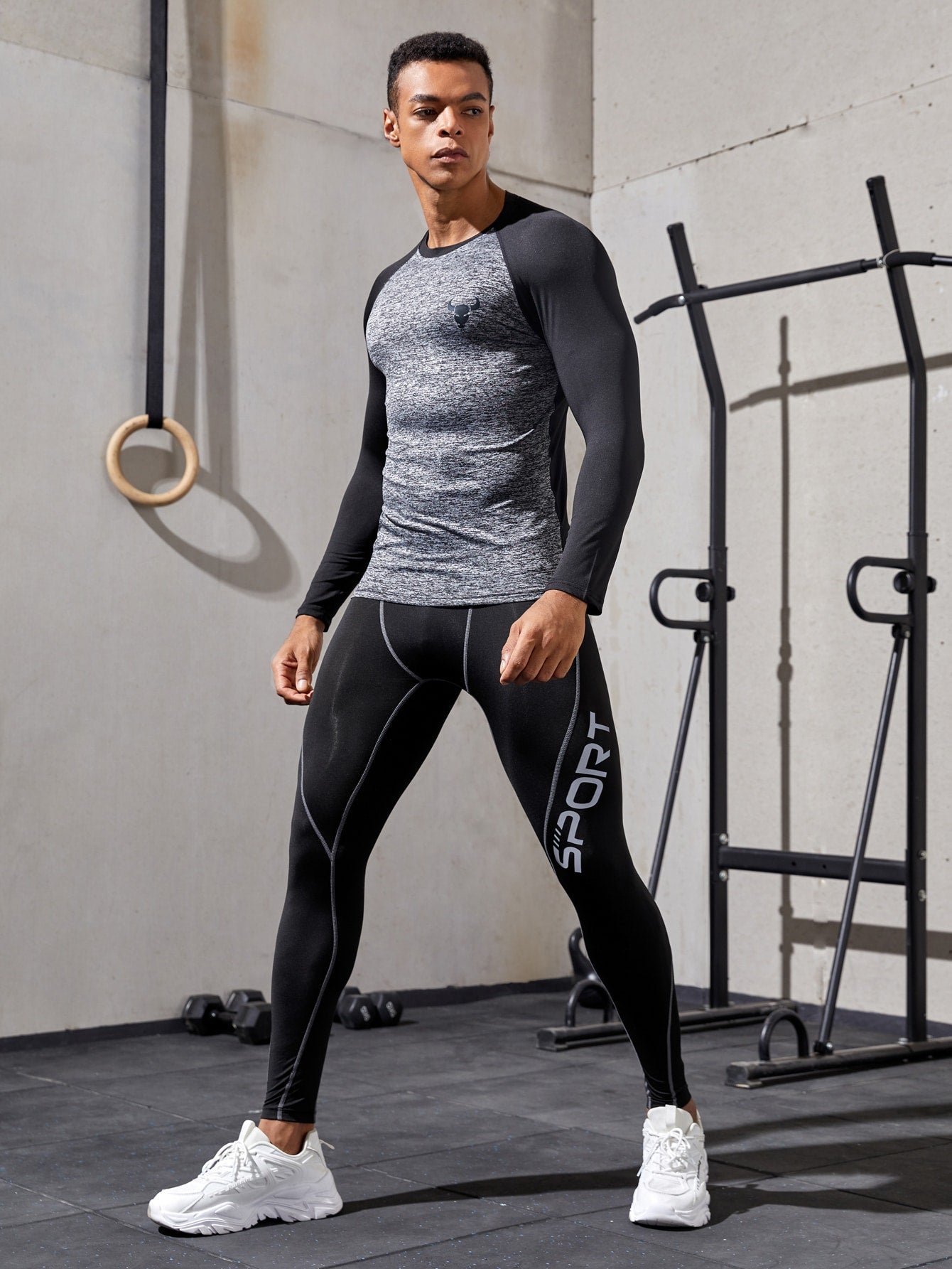 Manfinity Fitness Boyfriend Style Men Reflective Letter Graphic Topstitching Sports Tights