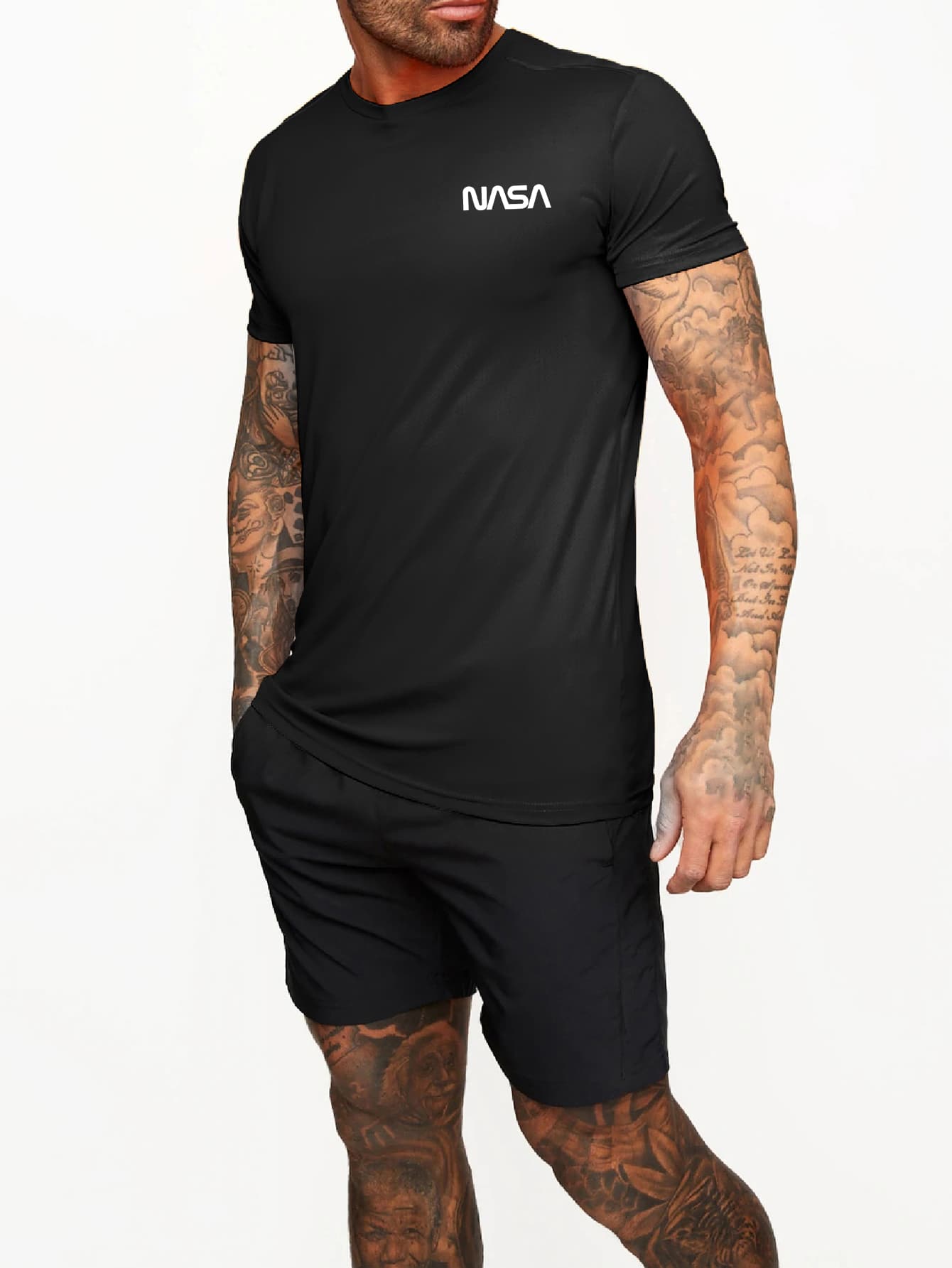 Manfinity Fitness Manfinity Fitness Boyfriend Style Men Letter Graphic Sports Tee Workout Tops Basic T Shirt Graphic Boyfriend Style Men T Shirt Boyfriend Style Men Joggers