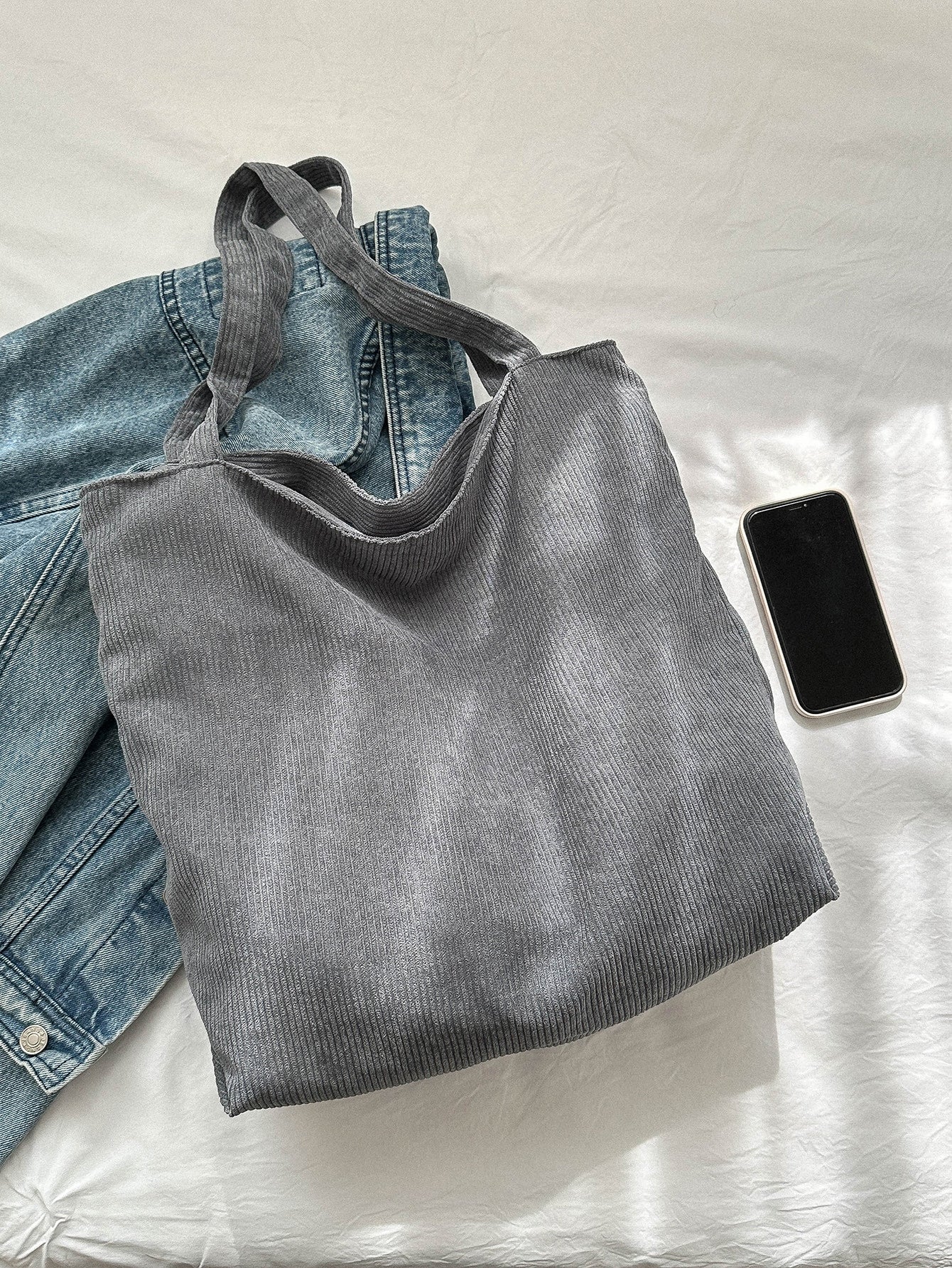 Corduroy Zipper Tote Bag, Women's Fashion Large Capacity Shoulder Bag, Casual Shopping Bag