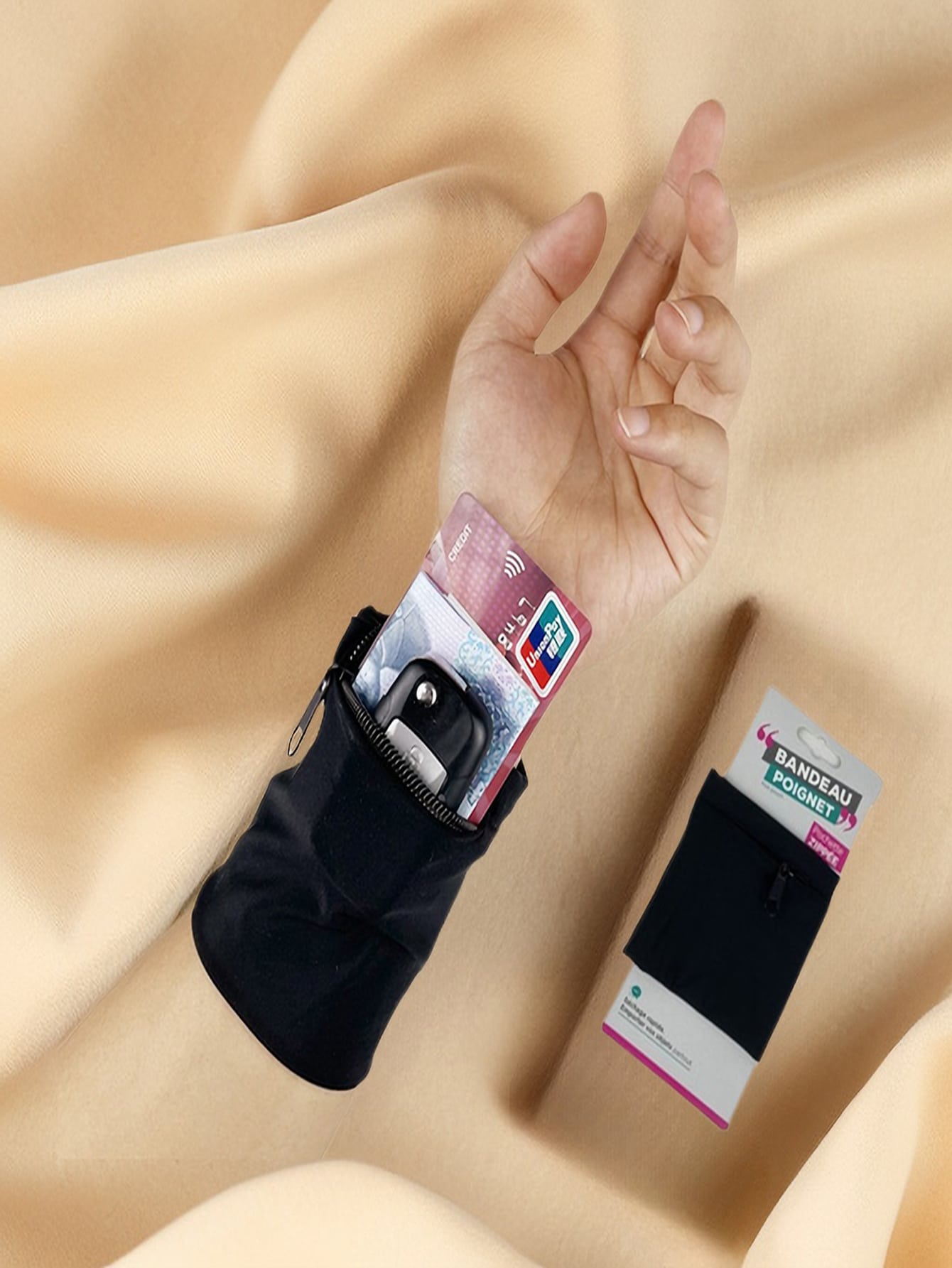 Universal Armband Phone Holder Sleeve with Key Holder, Adult Unisex Arm Sleeve for Running, Jogging, Gym, and Sports Exercise - Black Wristband