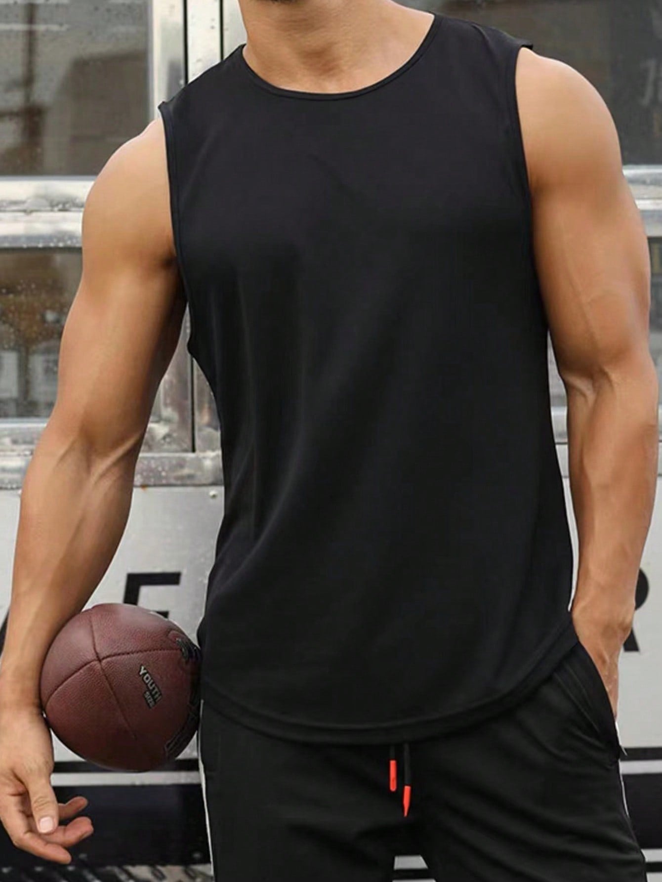 Manfinity Fitness Boyfriend Style Men Solid Sports Tank Top Workout Tops Tank Top Pack Compression Shirt