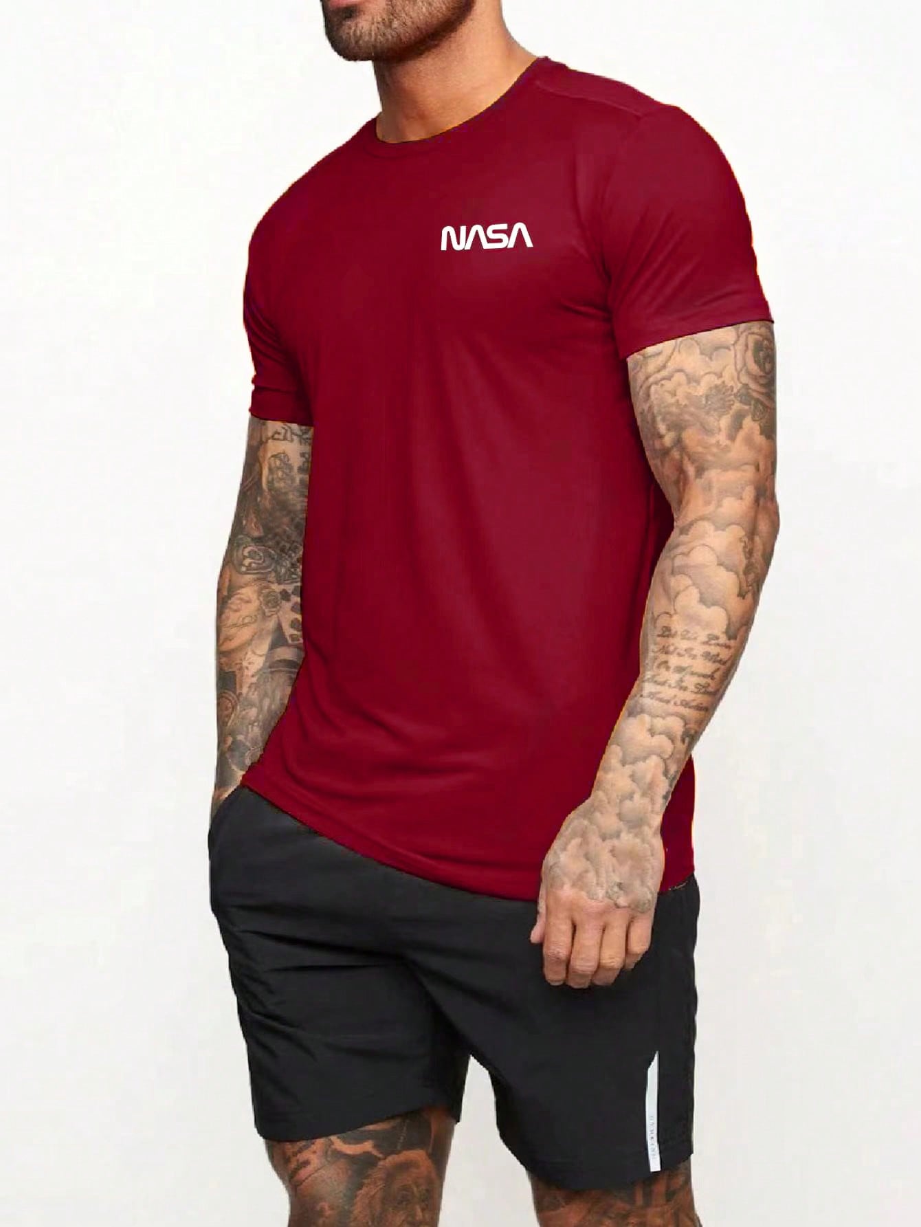 Manfinity Fitness Manfinity Fitness Boyfriend Style Men Letter Graphic Sports Tee Workout Tops Basic T Shirt Graphic Boyfriend Style Men T Shirt Boyfriend Style Men Joggers