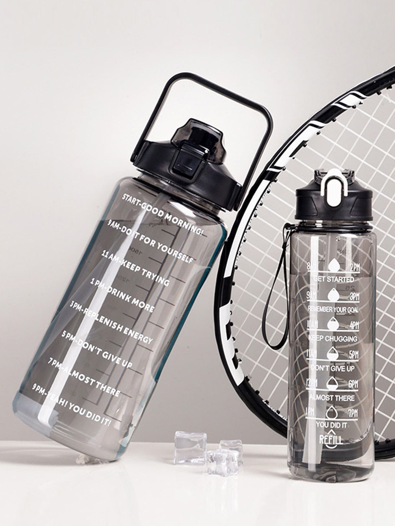 1pc 2000ml or 750ml Clear Plastic Water Bottle, Slogan Graphic Sport Water Bottle For Indoor