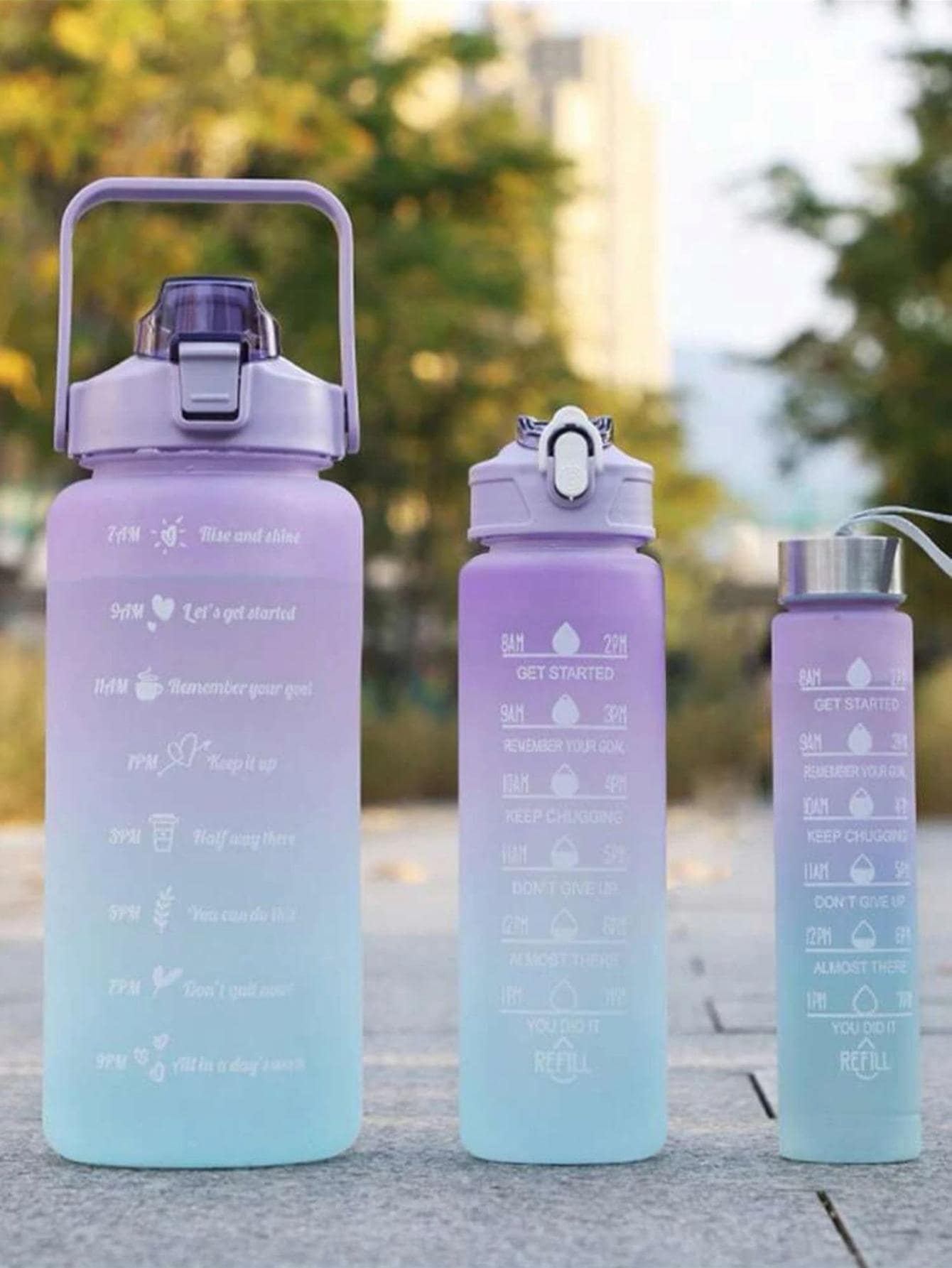 1pc 2L or 750ml or 300ml large capacity pink gradient PC water bottle, sports and fitness portable straw cup, for home and travel outdoor use