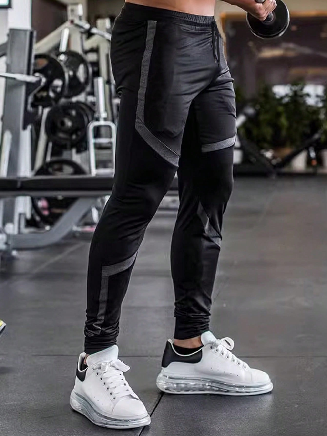 Manfinity Fitness Boyfriend Style Men Drawstring Waist Zipper Pocket Sports Pants