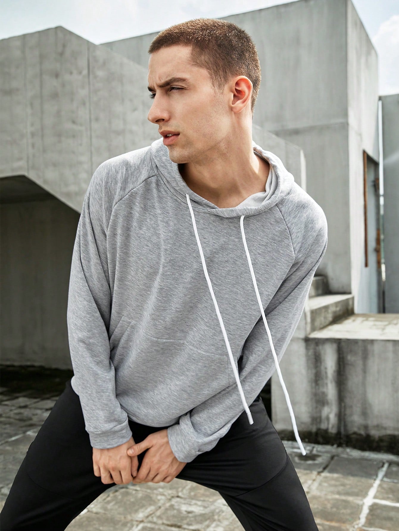 Manfinity Sport Corelite Men 1pc Raglan Sleeve Drawstring Sports Hoodie