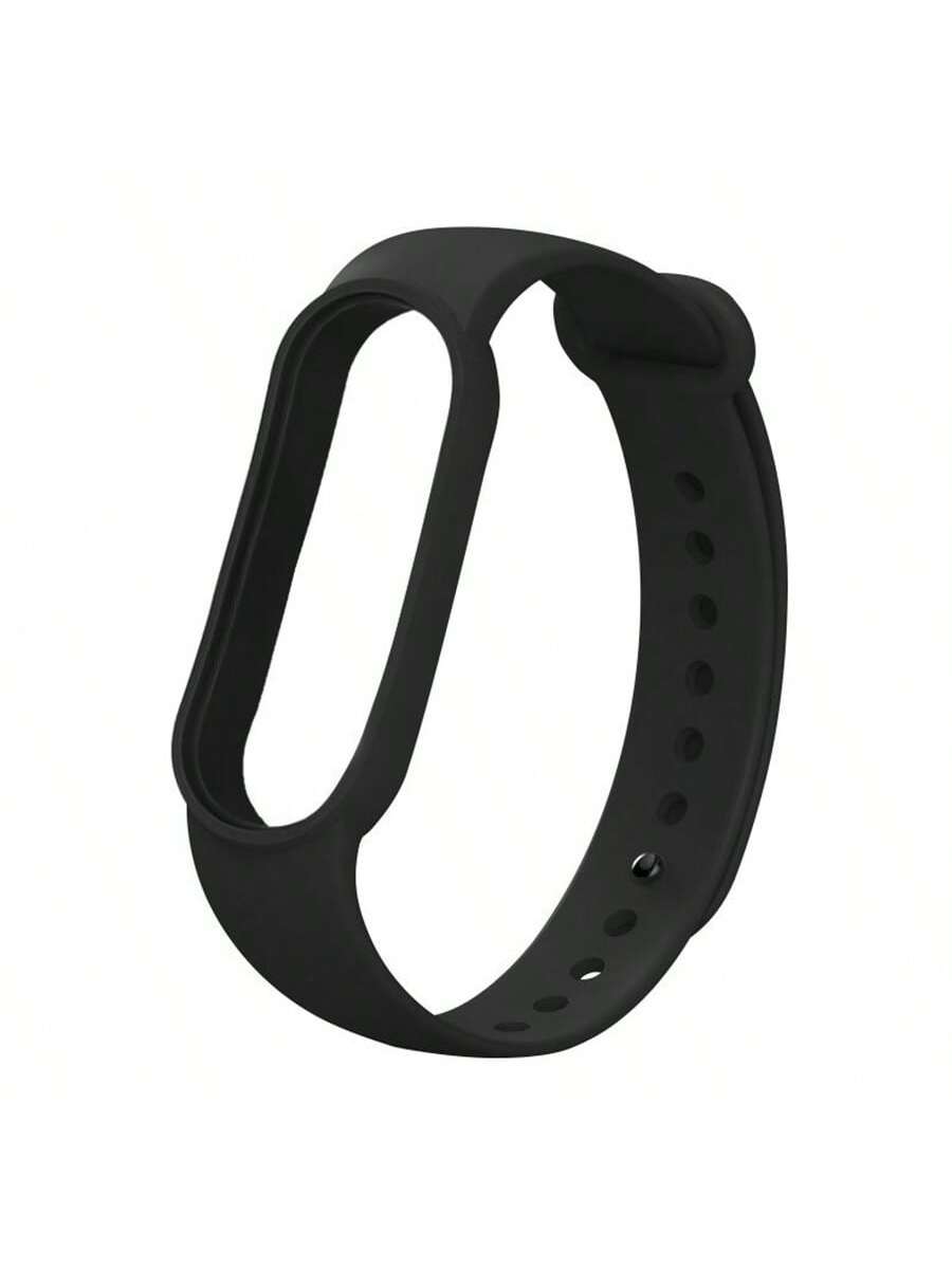 1pc Compatible With Xiaomi Smart Bracelet Band 4/3/5/6/7 Breathable Lightweight Black Silicon Wristband (Watch Not Included) As A Gift For Students Returning To School