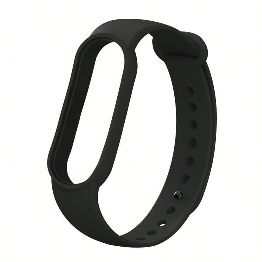 1pc Compatible With Xiaomi Smart Bracelet Band 4/3/5/6/7 Breathable Lightweight Black Silicon Wristband (Watch Not Included) As A Gift For Students Returning To School