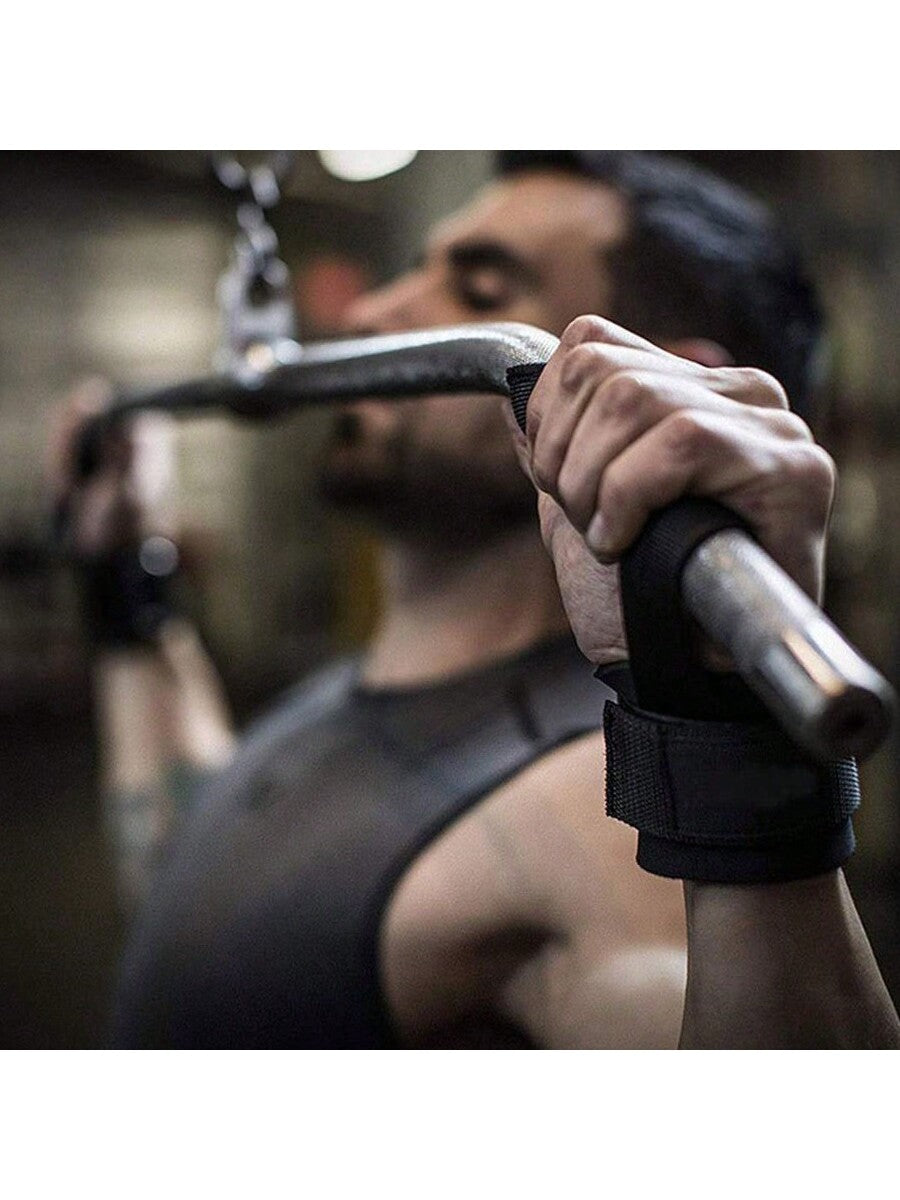 1pair Black Weightlifting Adjustable Wrist Strap Wrist Protector Bodybuilding Grip Strap Band Anti-Skid Lifting Strap Dumbbel Belt Gym Equipment Strength Training