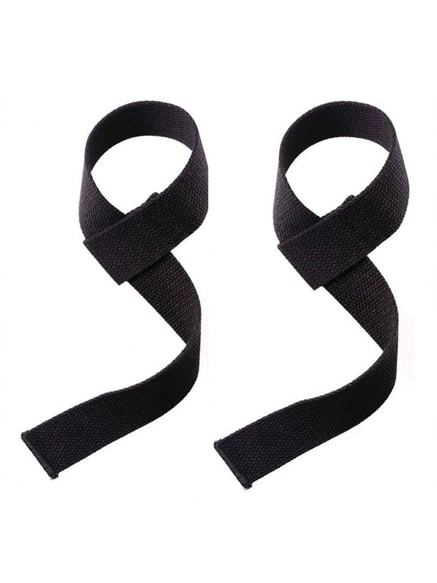 1pair Black Weightlifting Adjustable Wrist Strap Wrist Protector Bodybuilding Grip Strap Band Anti-Skid Lifting Strap Dumbbel Belt Gym Equipment Strength Training