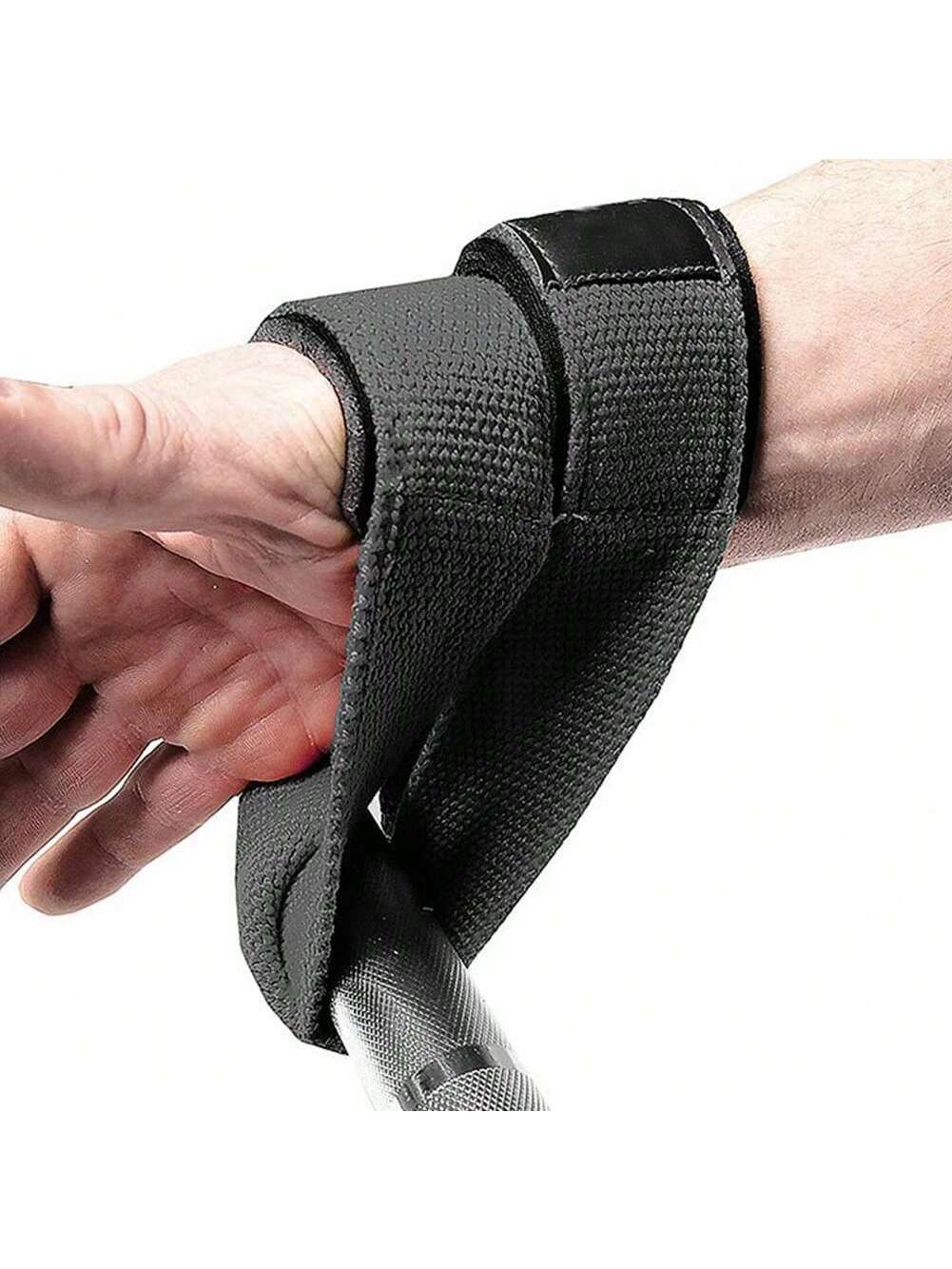 1pair Black Weightlifting Adjustable Wrist Strap Wrist Protector Bodybuilding Grip Strap Band Anti-Skid Lifting Strap Dumbbel Belt Gym Equipment Strength Training
