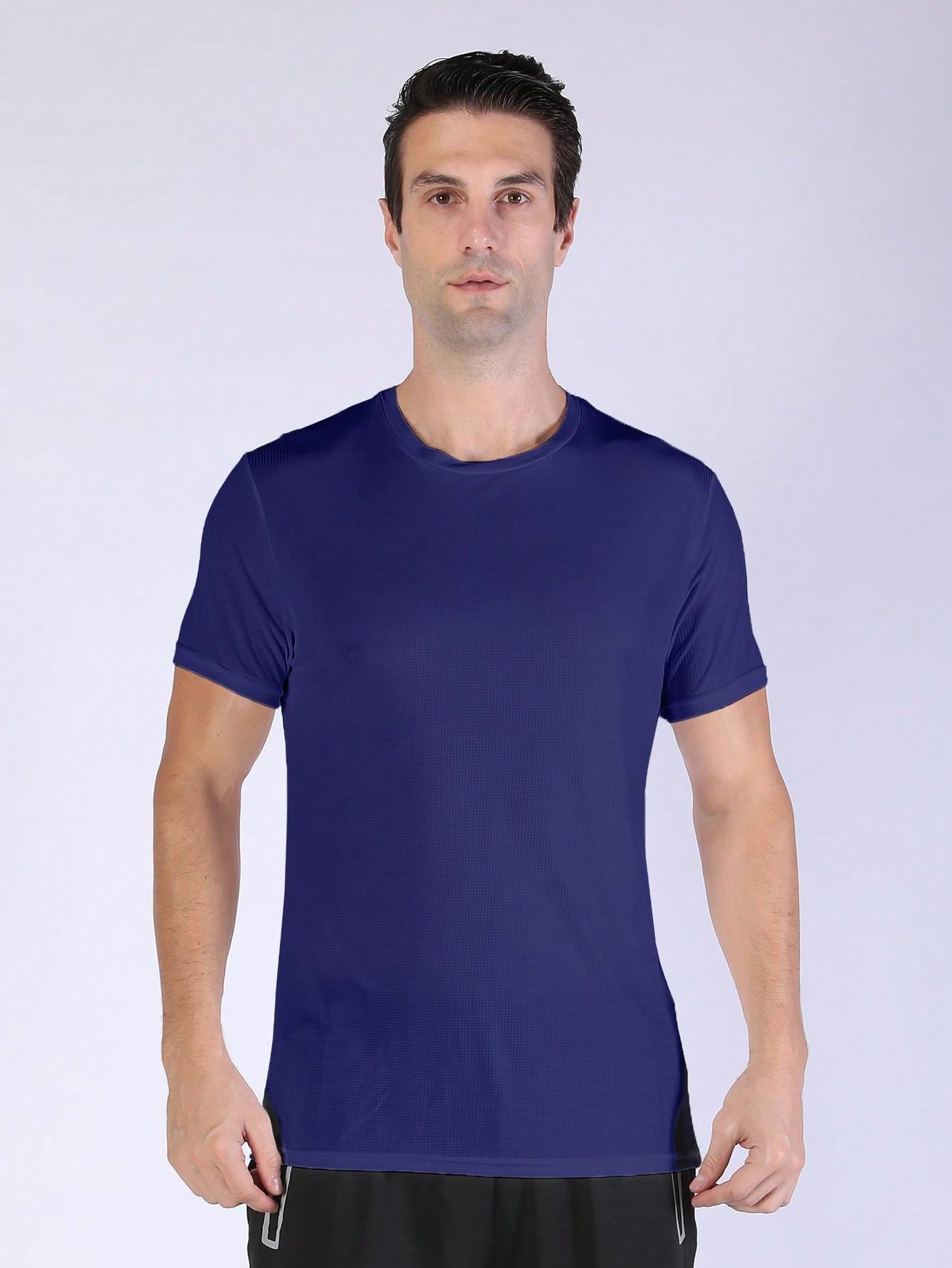 2PCS Quick Dry Shirt Solid Color Ultralight Quick Dry Sport T Shirt, Breathable Lightweight Top,Active Wear,Gym Clothes Gym Clothes Boyfriend Style Men Basic T Shirt