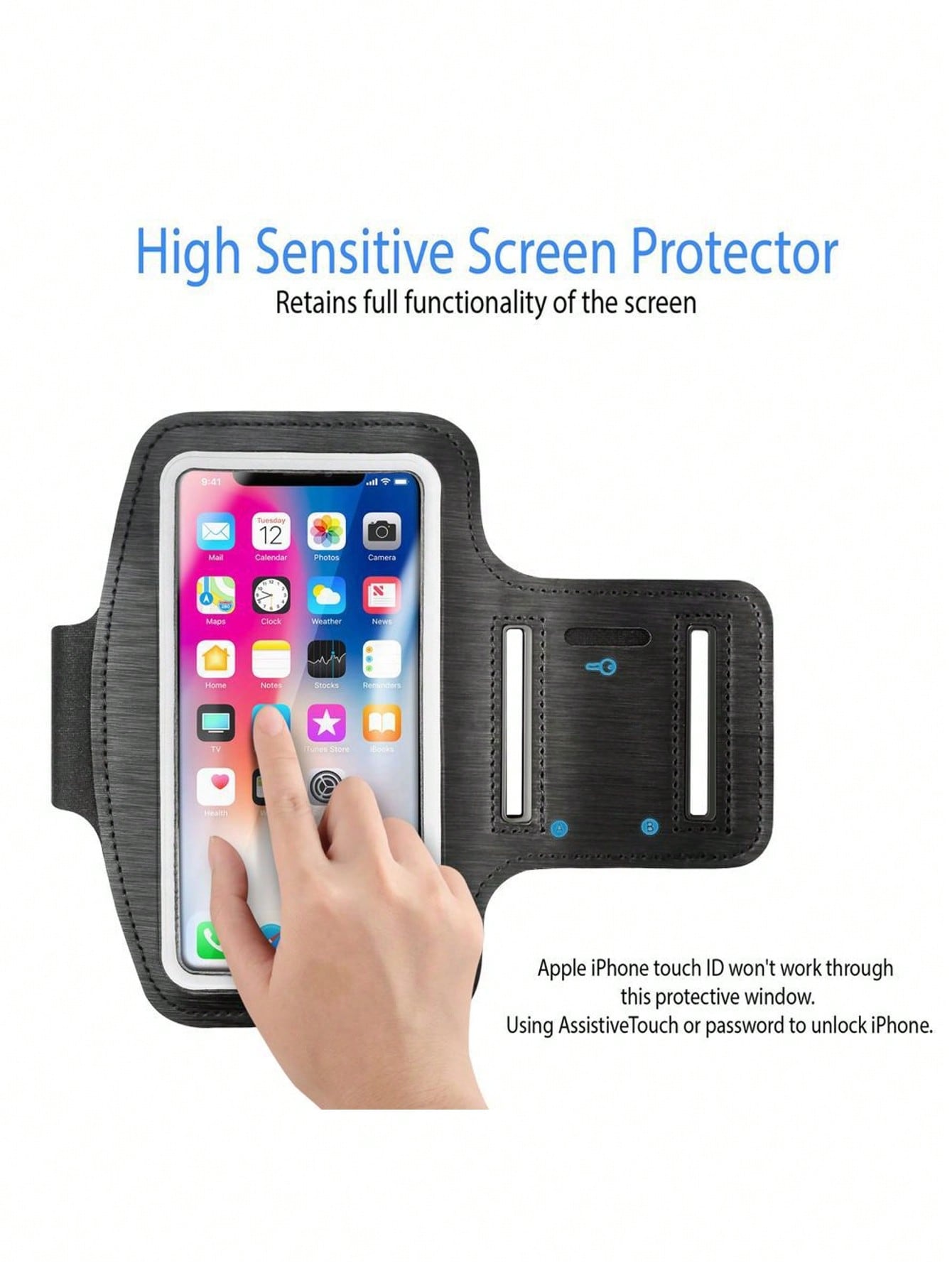 Insten Running Armband Cell Phone Holder for iPhone 15/15 Pro/14/14 Pro/13/13 Pro/12/12 Pro/11/11 Pro/X (up to 6.25")
