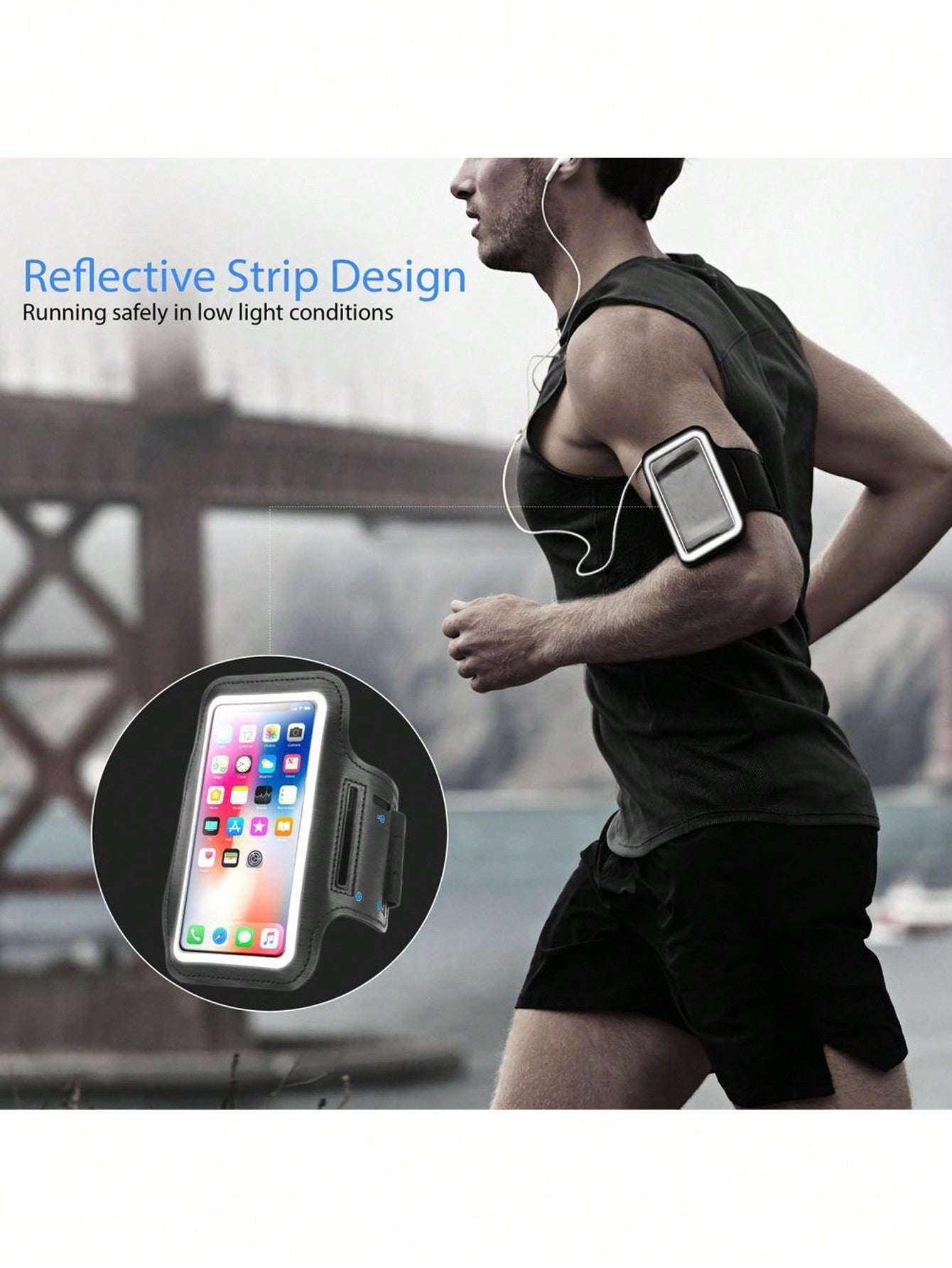 Insten Running Armband Cell Phone Holder for iPhone 15/15 Pro/14/14 Pro/13/13 Pro/12/12 Pro/11/11 Pro/X (up to 6.25")
