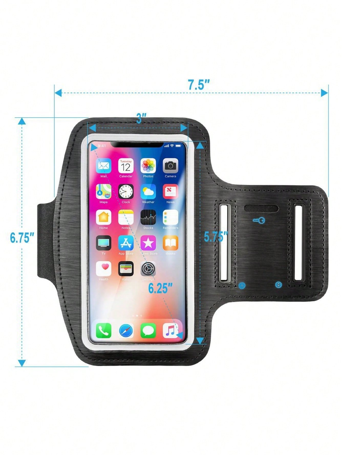 Insten Running Armband Cell Phone Holder for iPhone 15/15 Pro/14/14 Pro/13/13 Pro/12/12 Pro/11/11 Pro/X (up to 6.25")