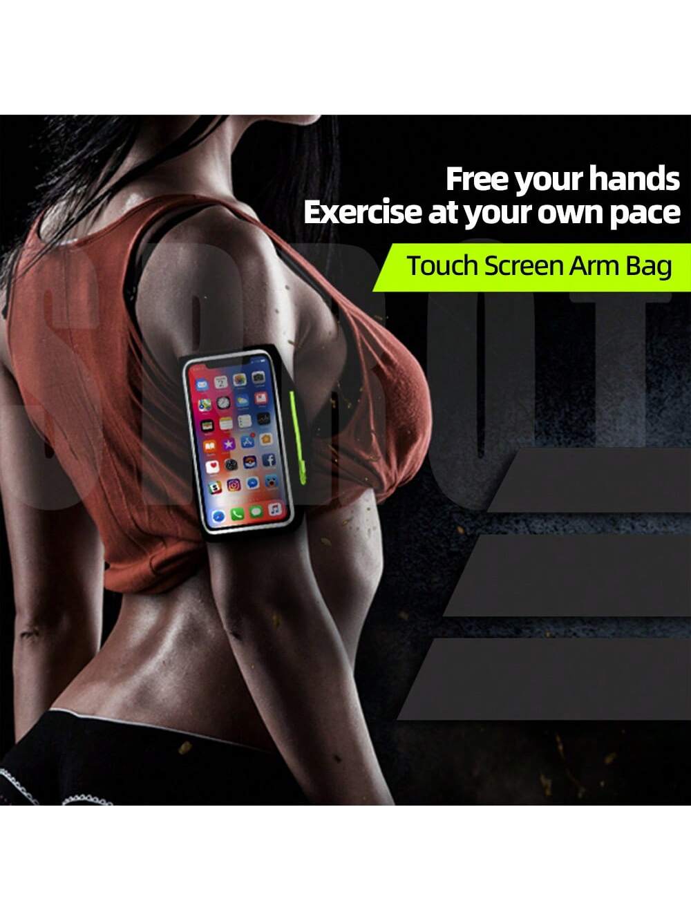 Running Armband With Earphones Bag Cell Phone Armband Compatible With IPhone Water Resistant Sports Phone Holder Case