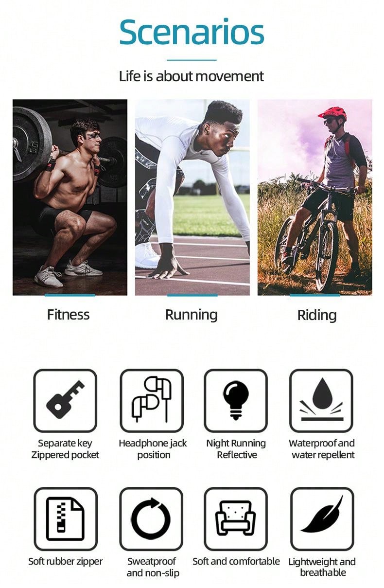 Running Armband With Earphones Bag Cell Phone Armband Compatible With IPhone Water Resistant Sports Phone Holder Case