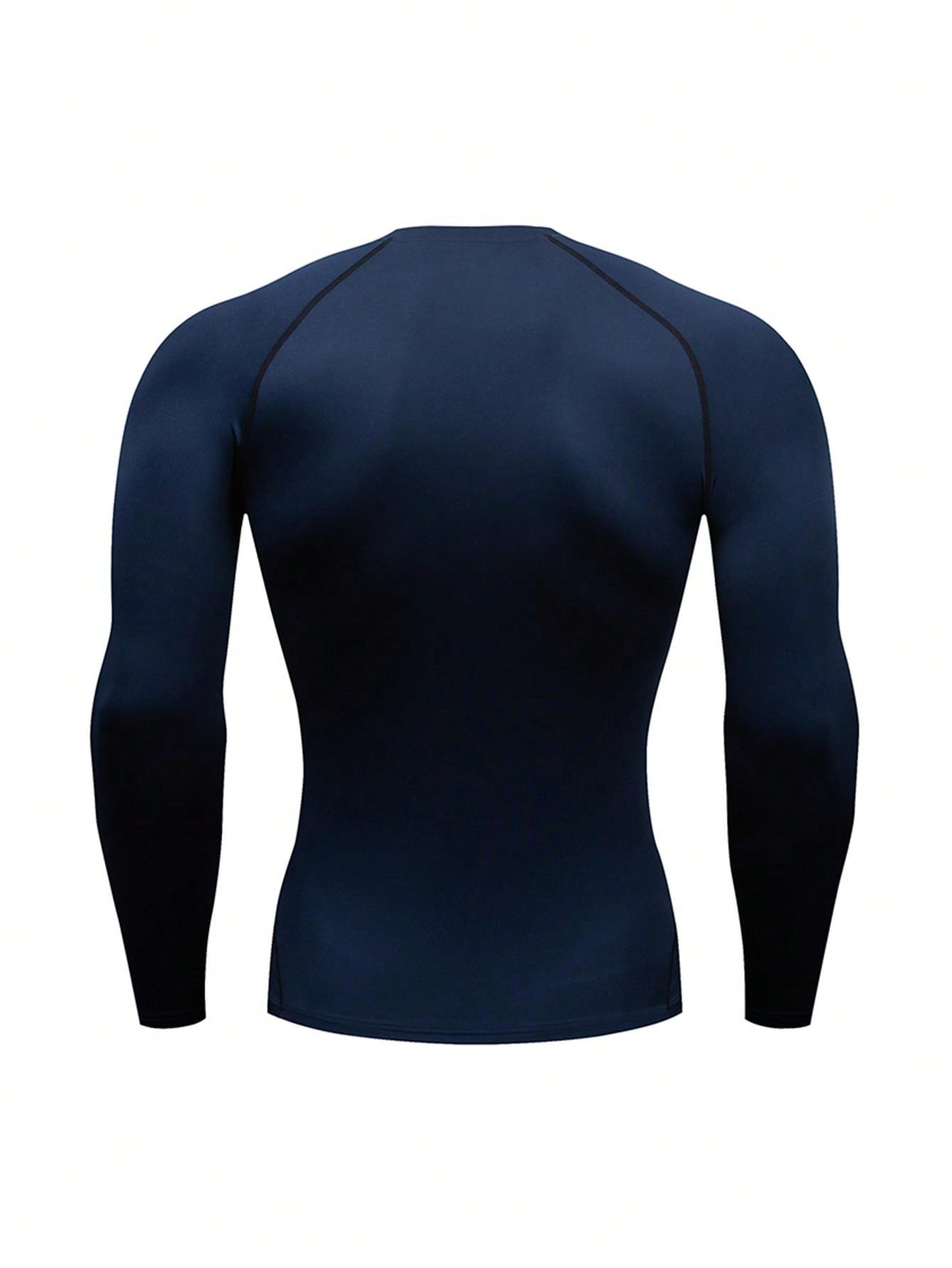 Boyfriend Style Men's Outdoor Fitness Tight-Fitting Quick-Drying Long-Sleeved Sports T-Shirt With Sweat-Wicking Function Gym Clothes Boyfriend Style Men Basic T-Shirt