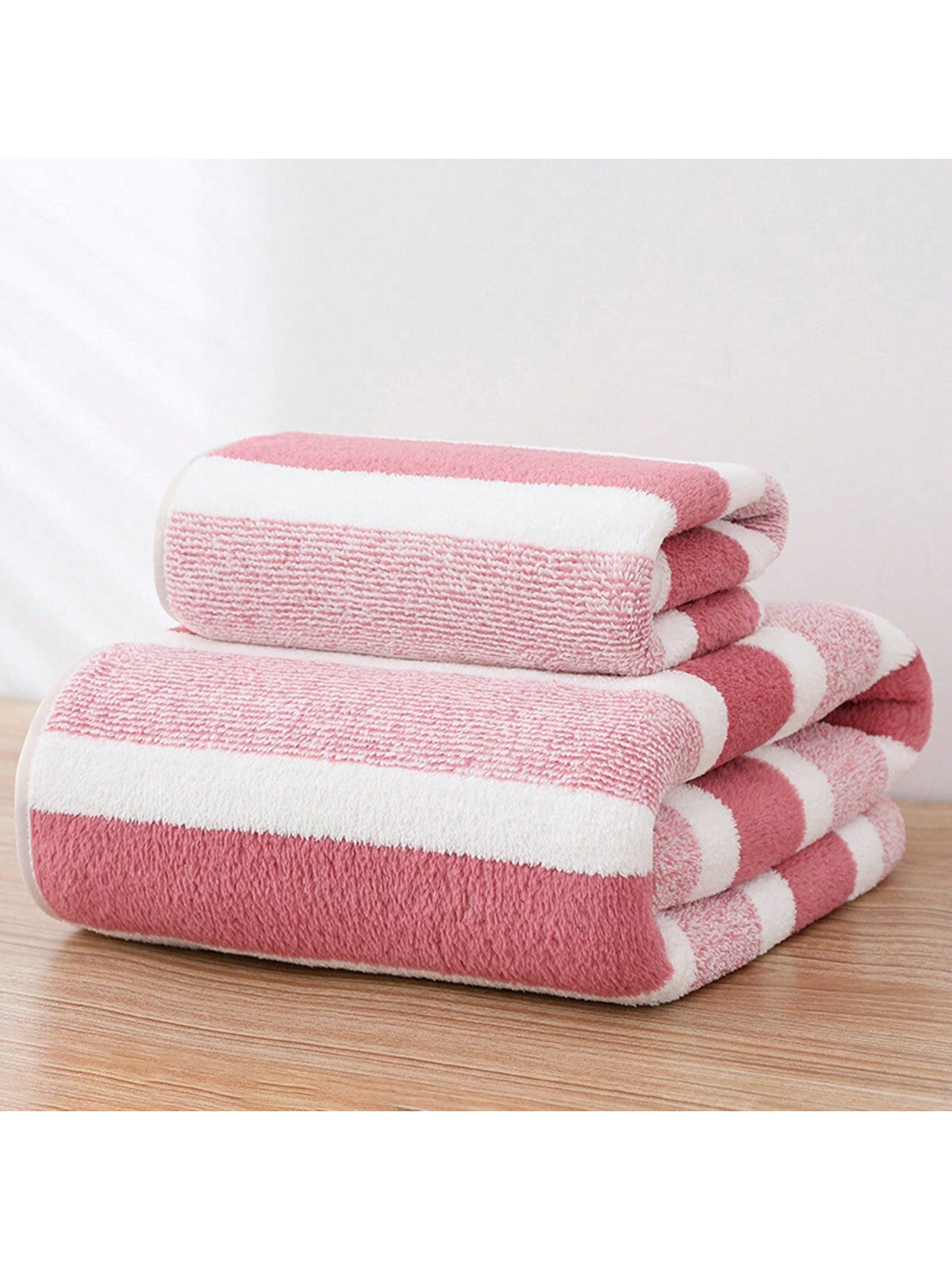 1pc Dark Blue Soft, Absorbent, Non-Shedding Wide Striped Coral Fleece Towel Or Bath Towel For Adults,For Hotel, Spa, Home Bathroom, Shower, Face Washing.