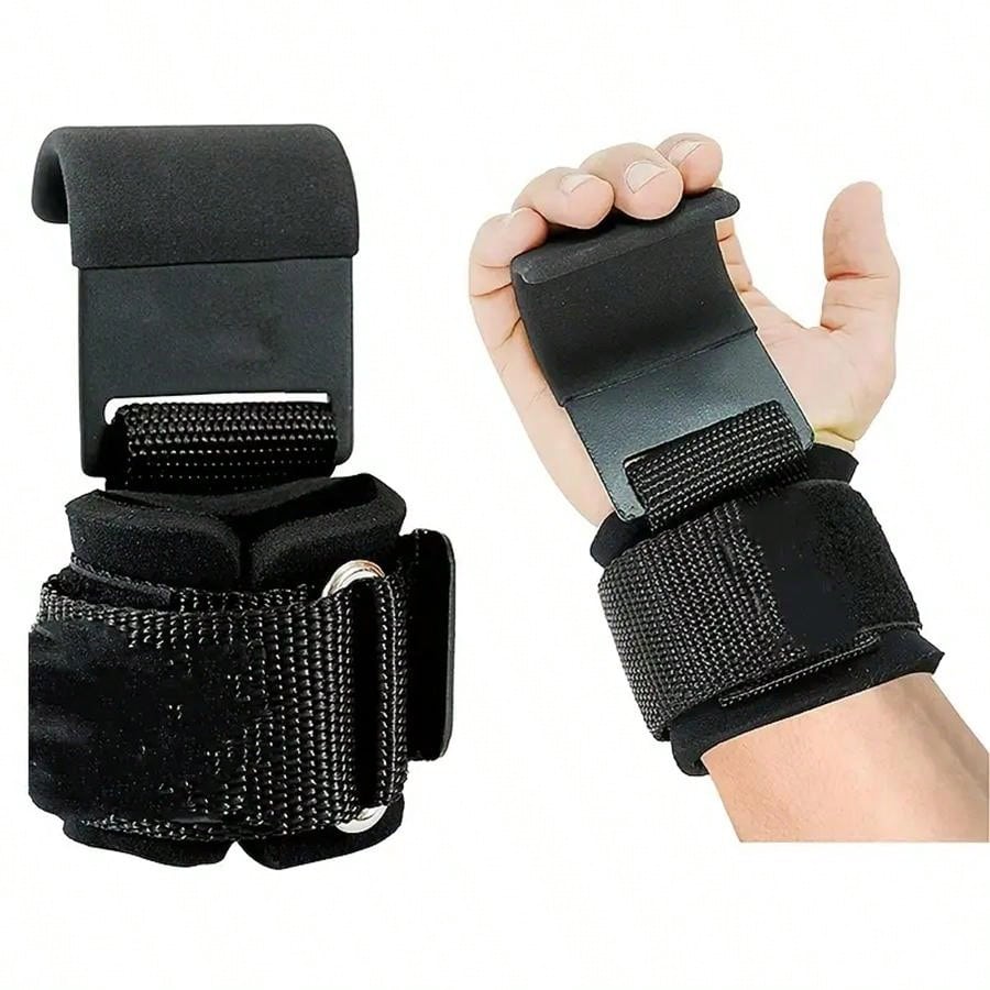 1pc Gym Weightlifting Wrist Strap, Pull-Type Wristband, Fitness Gloves,Black Gloves
