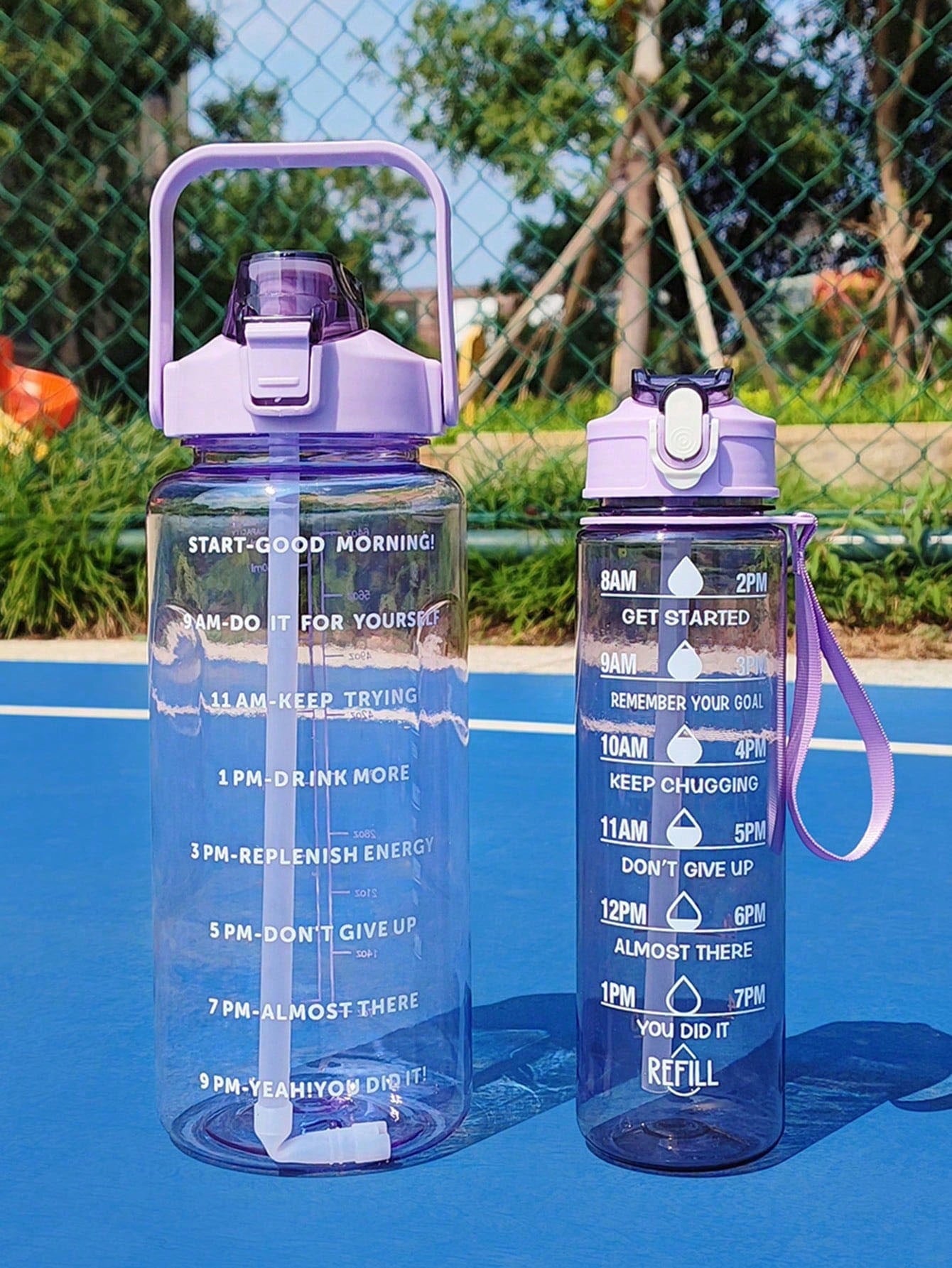 1pc 2000ml or 750ml Clear Plastic Water Bottle, Slogan Graphic Sport Water Bottle For Indoor