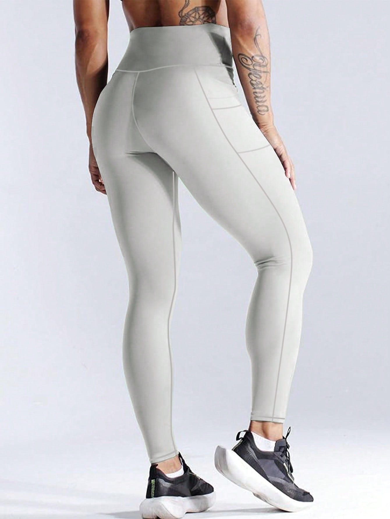 5pcs/Set High Waisted Compression Yoga Leggings With Pockets For Workout Running
