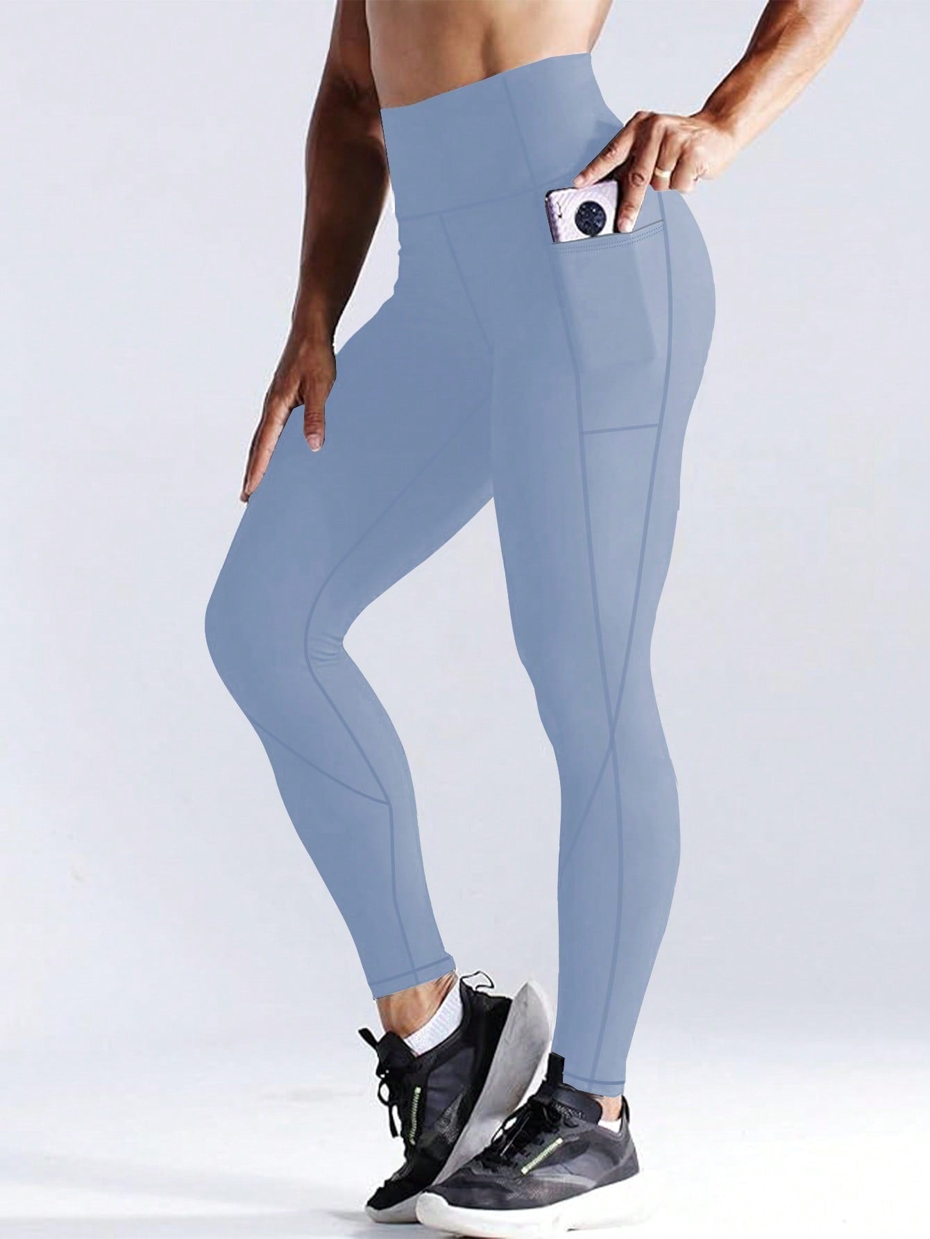 5pcs/Set High Waisted Compression Yoga Leggings With Pockets For Workout Running