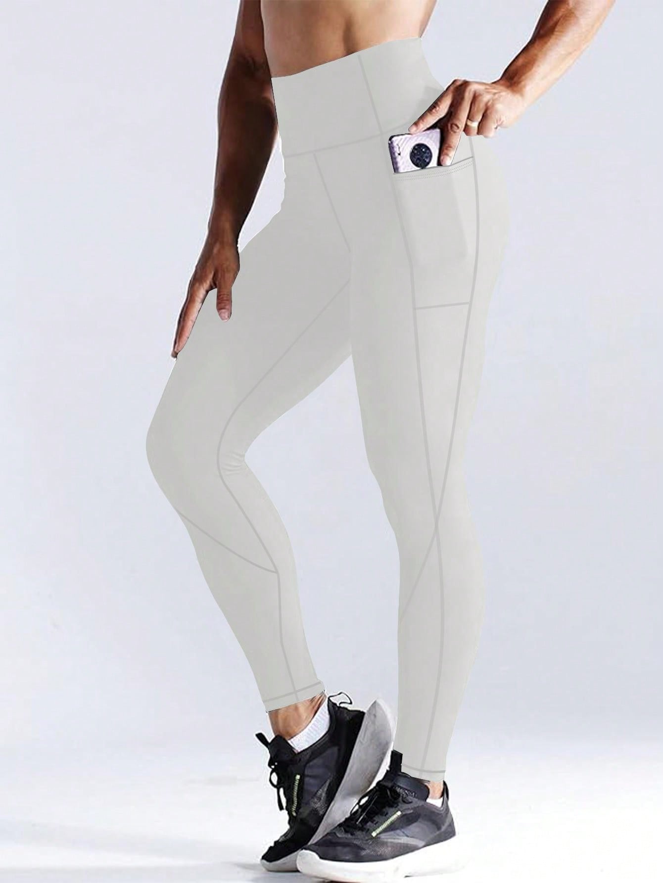 5pcs/Set High Waisted Compression Yoga Leggings With Pockets For Workout Running