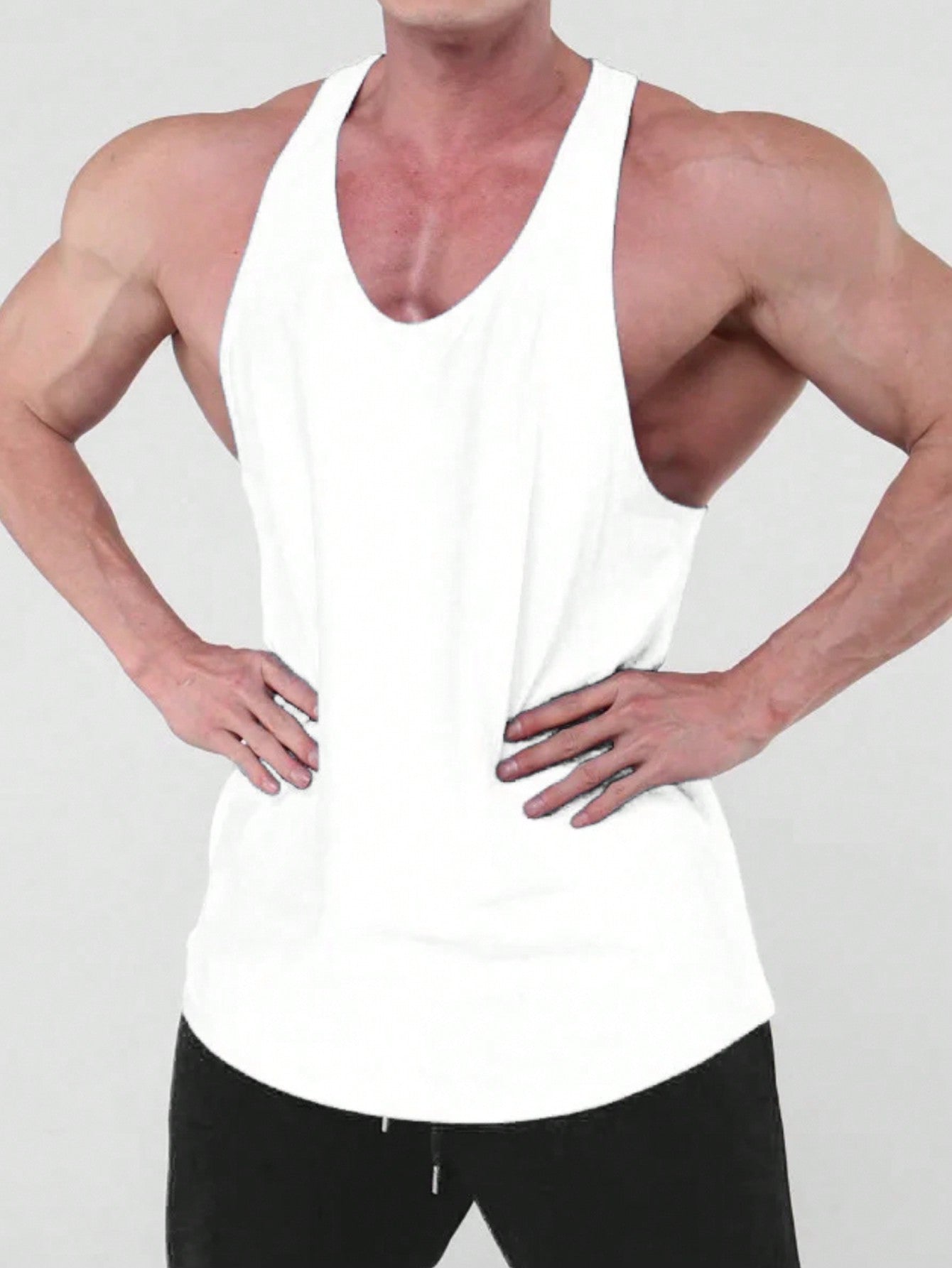 Manfinity Fitness Boyfriend Style Men Solid Racer Back Sports Tank Top Workout Tops Tank Top Pack