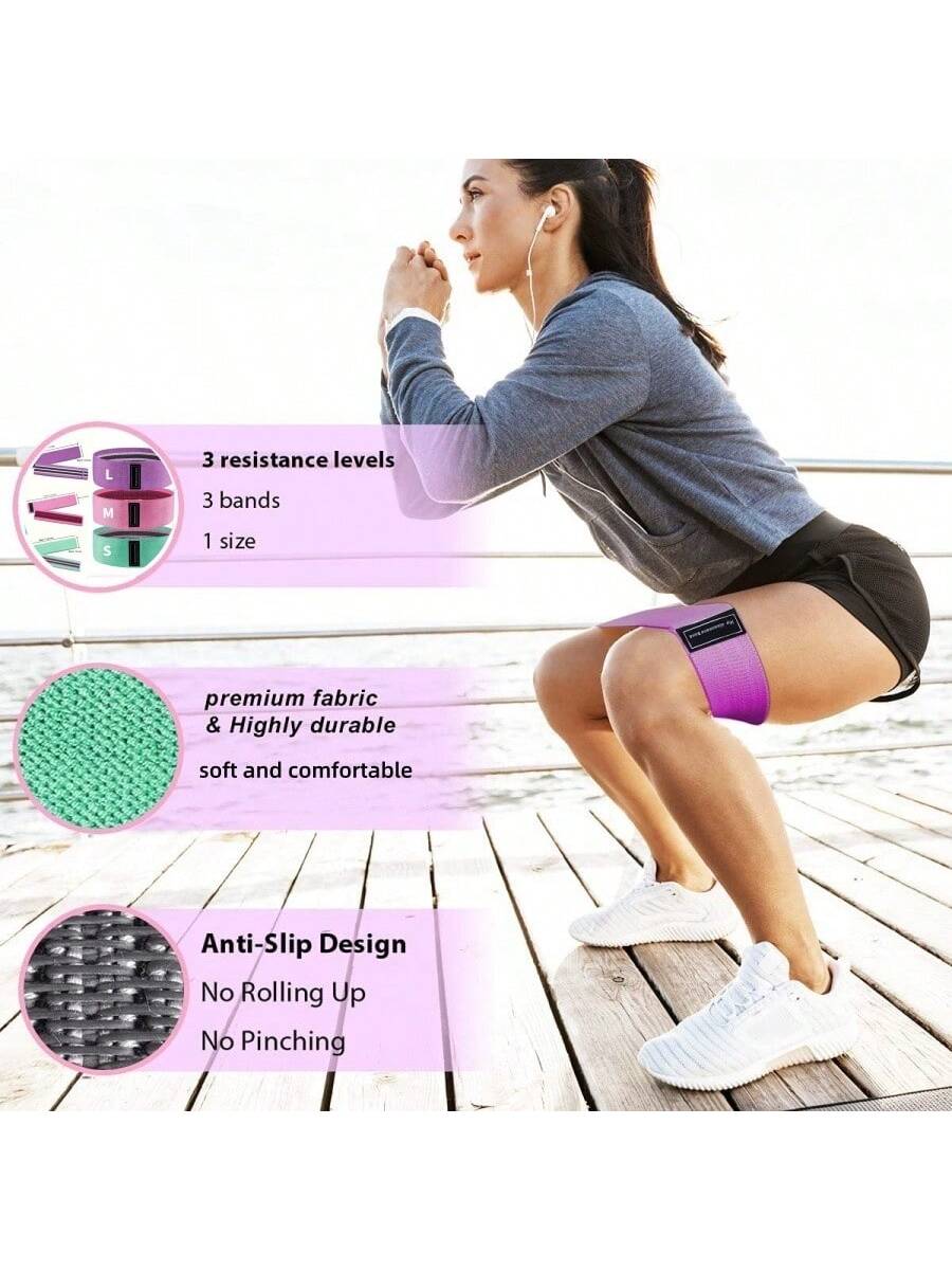 1pc Hip Booty Thigh Workout Fabric Resistance Bands - Fitness Tension Stretch Strips For Yoga, Pilates, And Gym Exercises - Non-Slip And Durable Loops For Full-Body Training