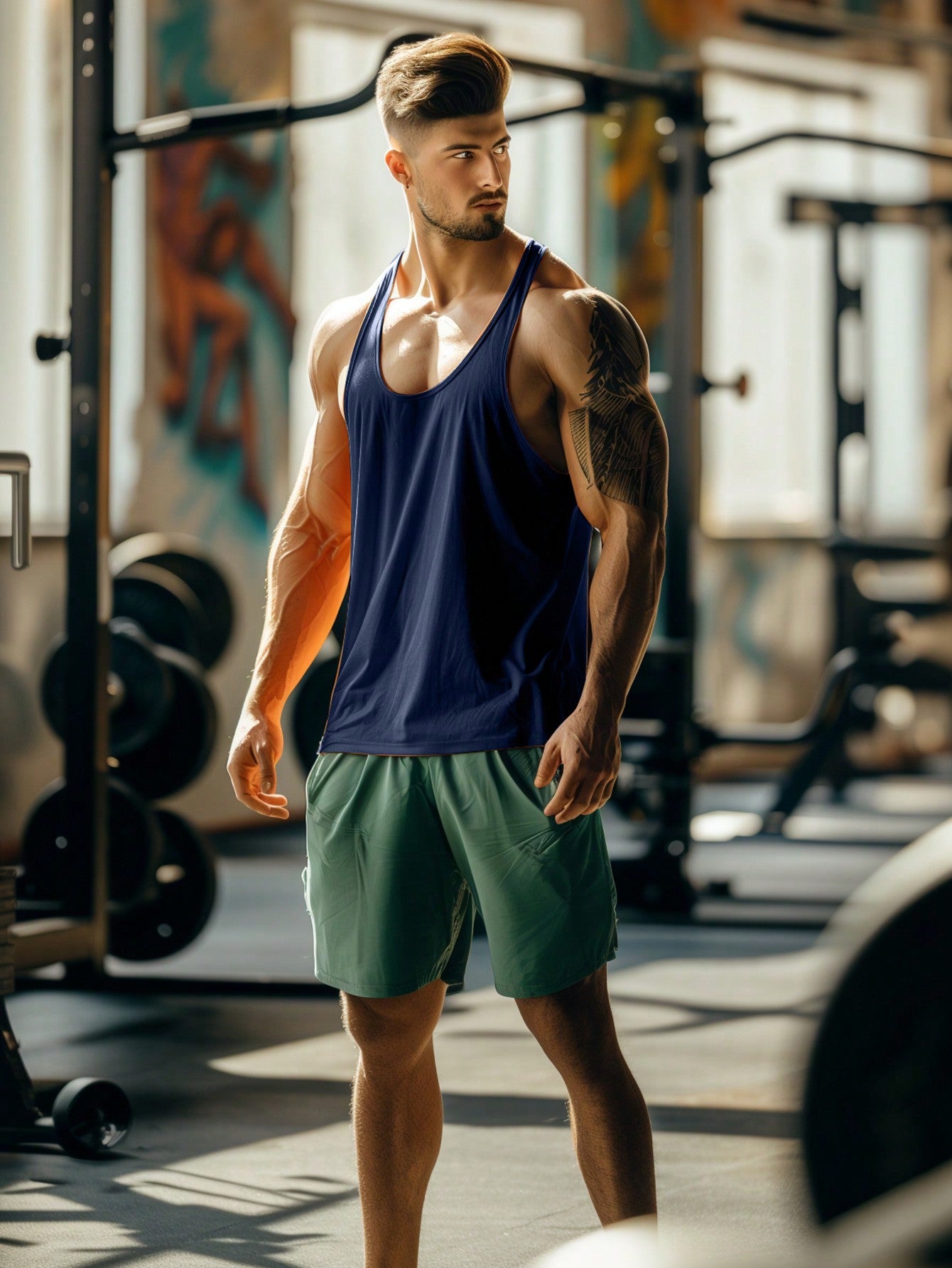 Boyfriend Style Men's Quick-Drying Mesh Exercise Gym Bodybuilding Fitness Tank Top Spring Tops Basic T Shirt