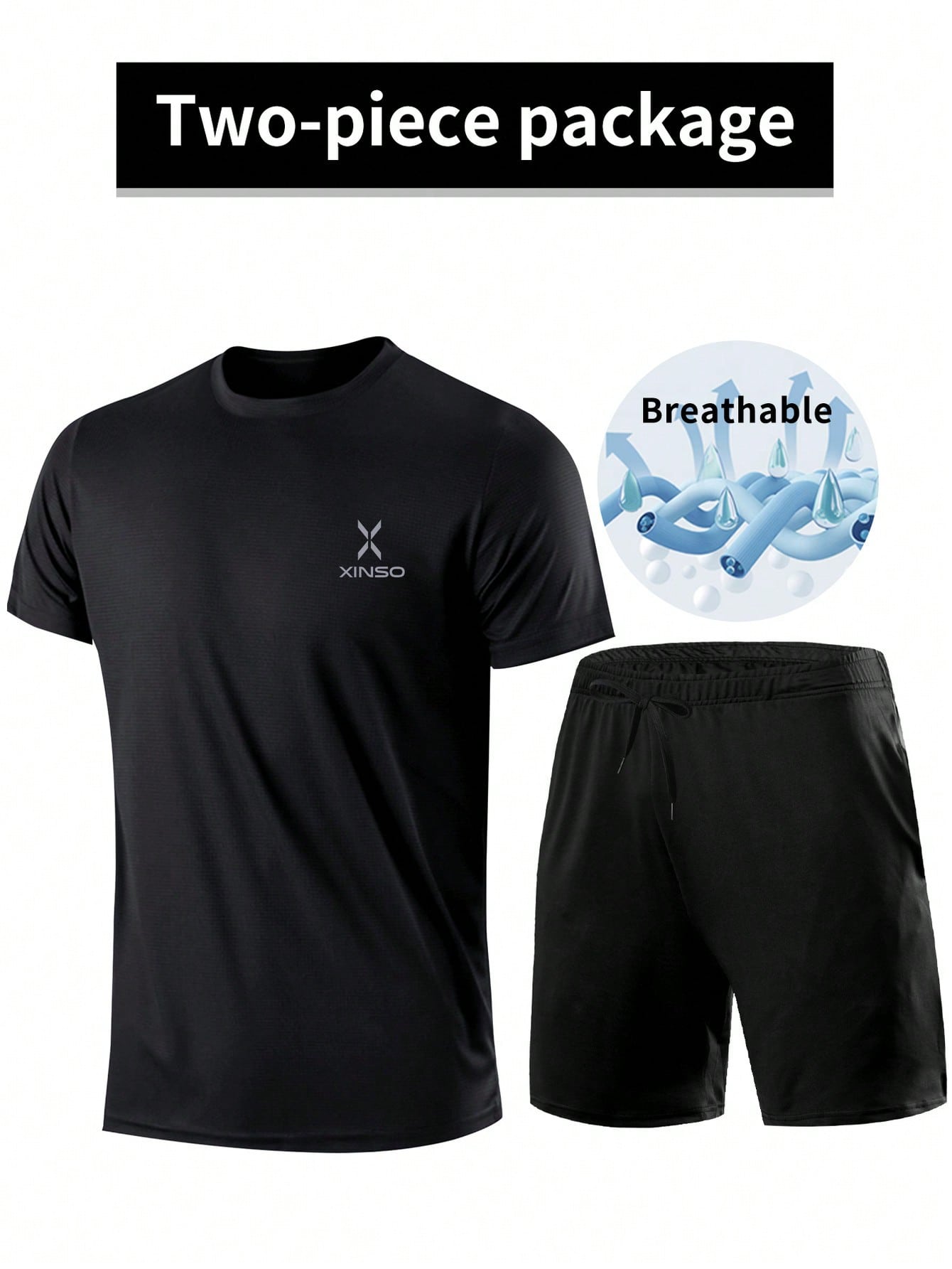 2pcs Men Sports Outfit - Fashionable Casual T-Shirt With Pocket