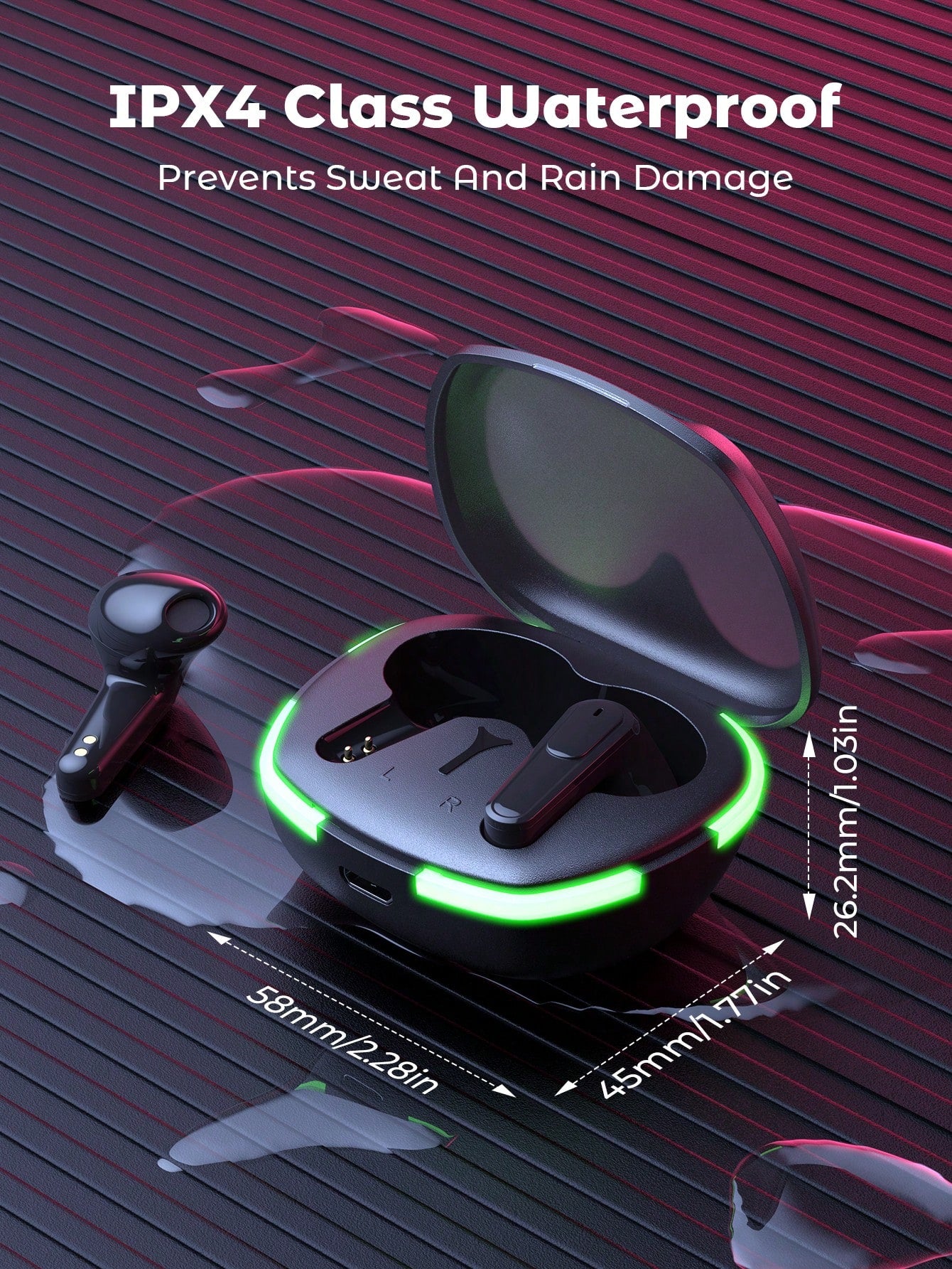 Teckwe Wireless Earbuds With Colorful LED Lights,Bluetooth 5.1