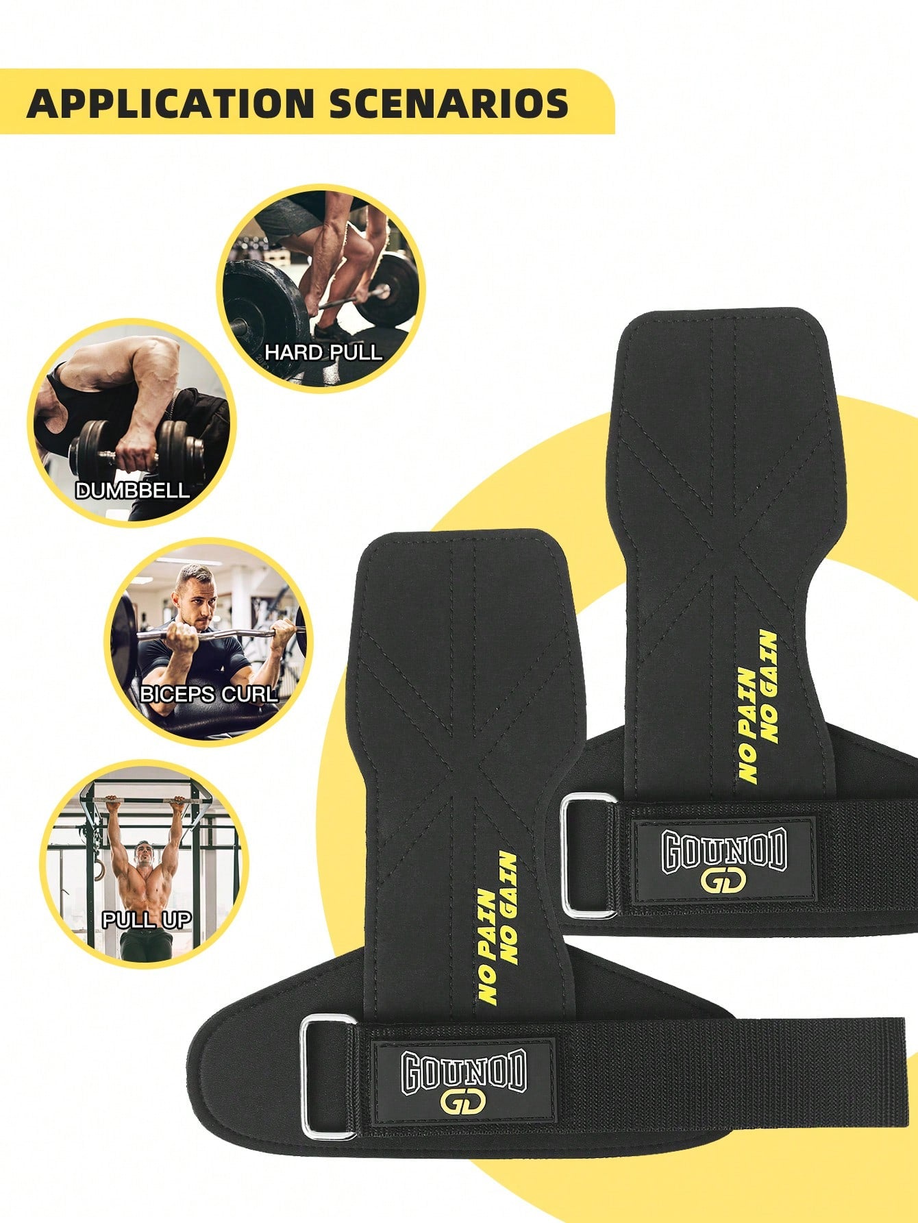 GOUNOD 1pair Microfiber Wrist Straps, For Weightlifting Maximum Grip Support - Lifting Deadlift Strap