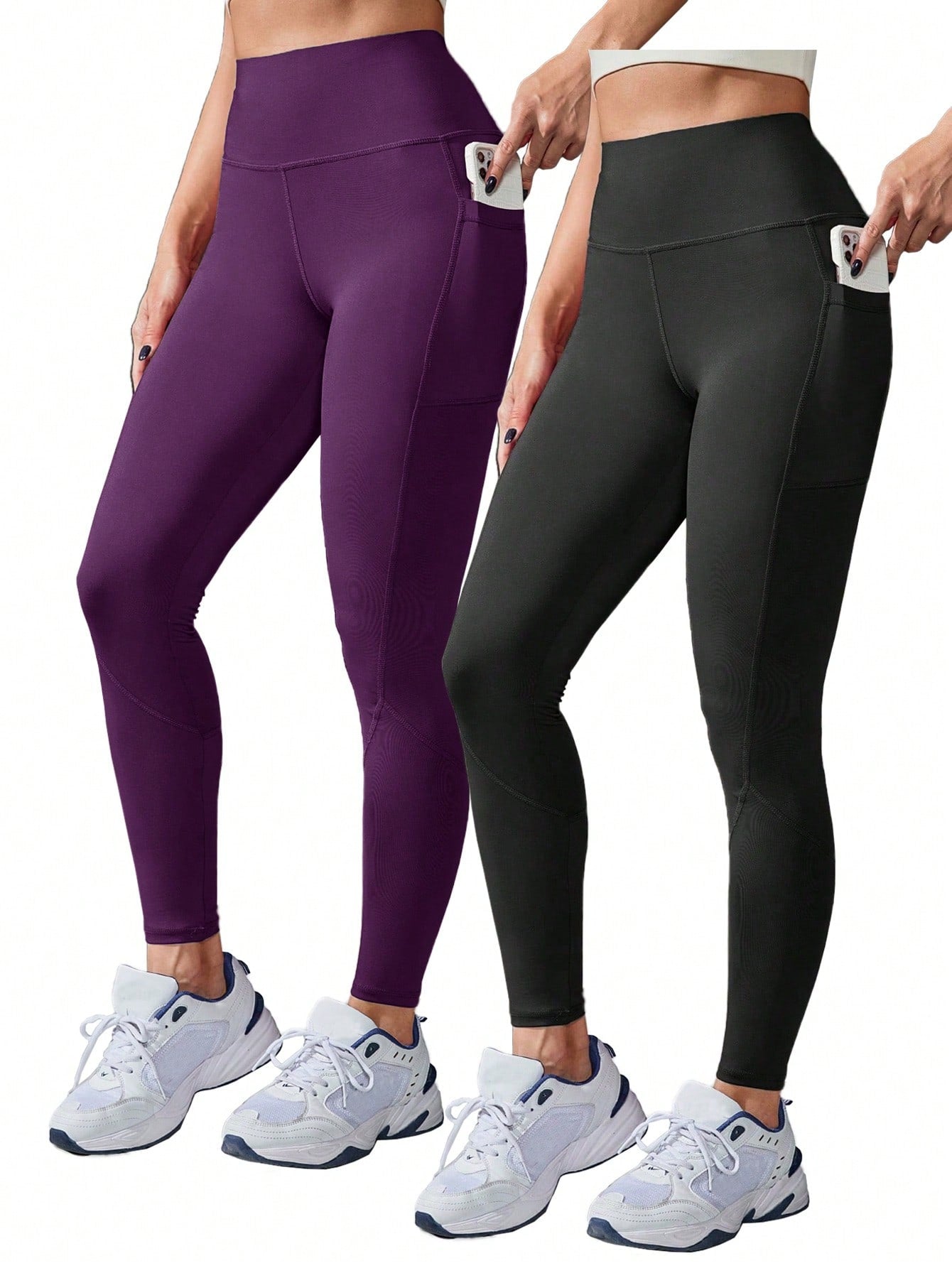 SHEIN Women Solid Color Daily Casual Sports Leggings