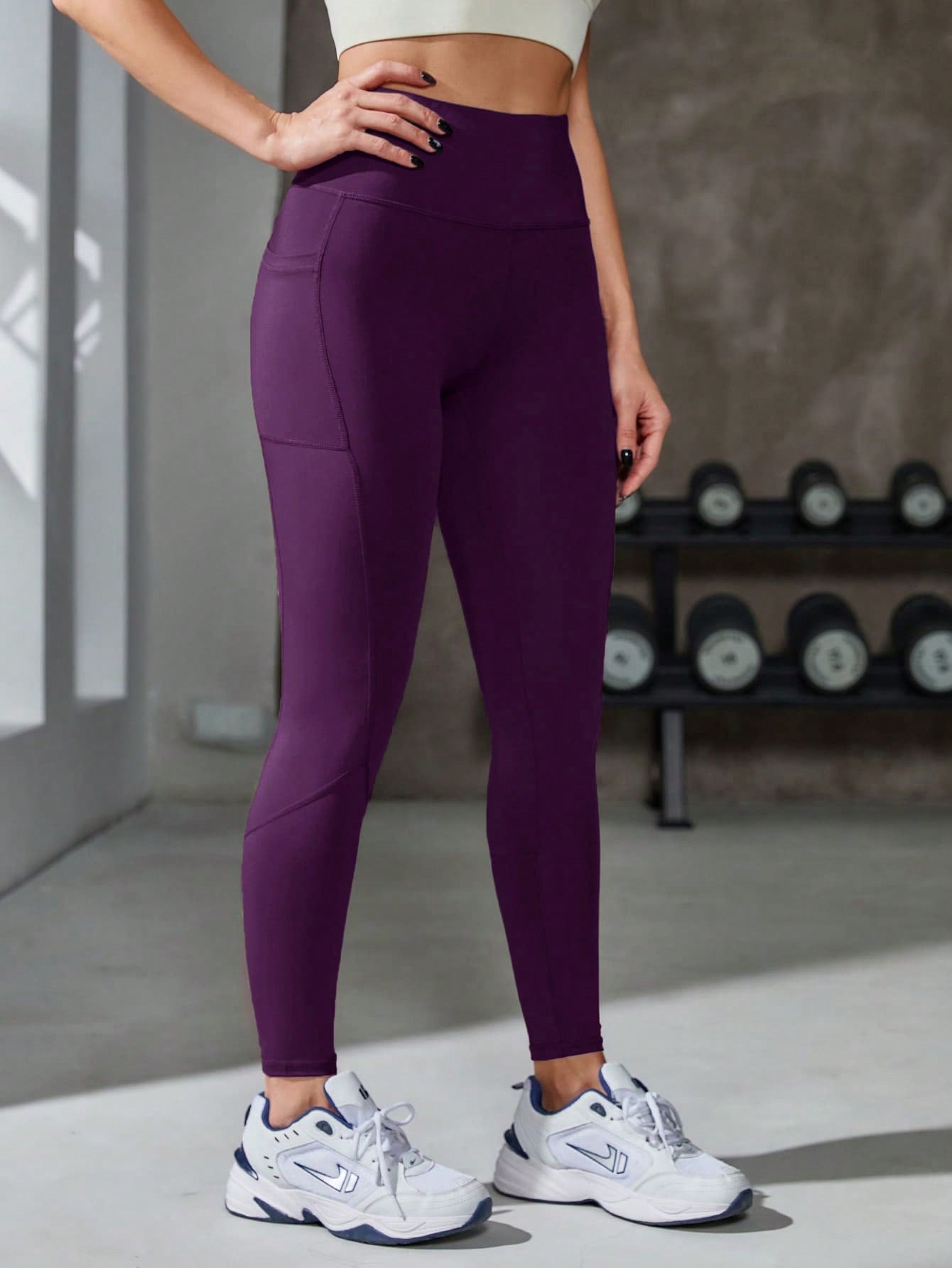SHEIN Women Solid Color Daily Casual Sports Leggings