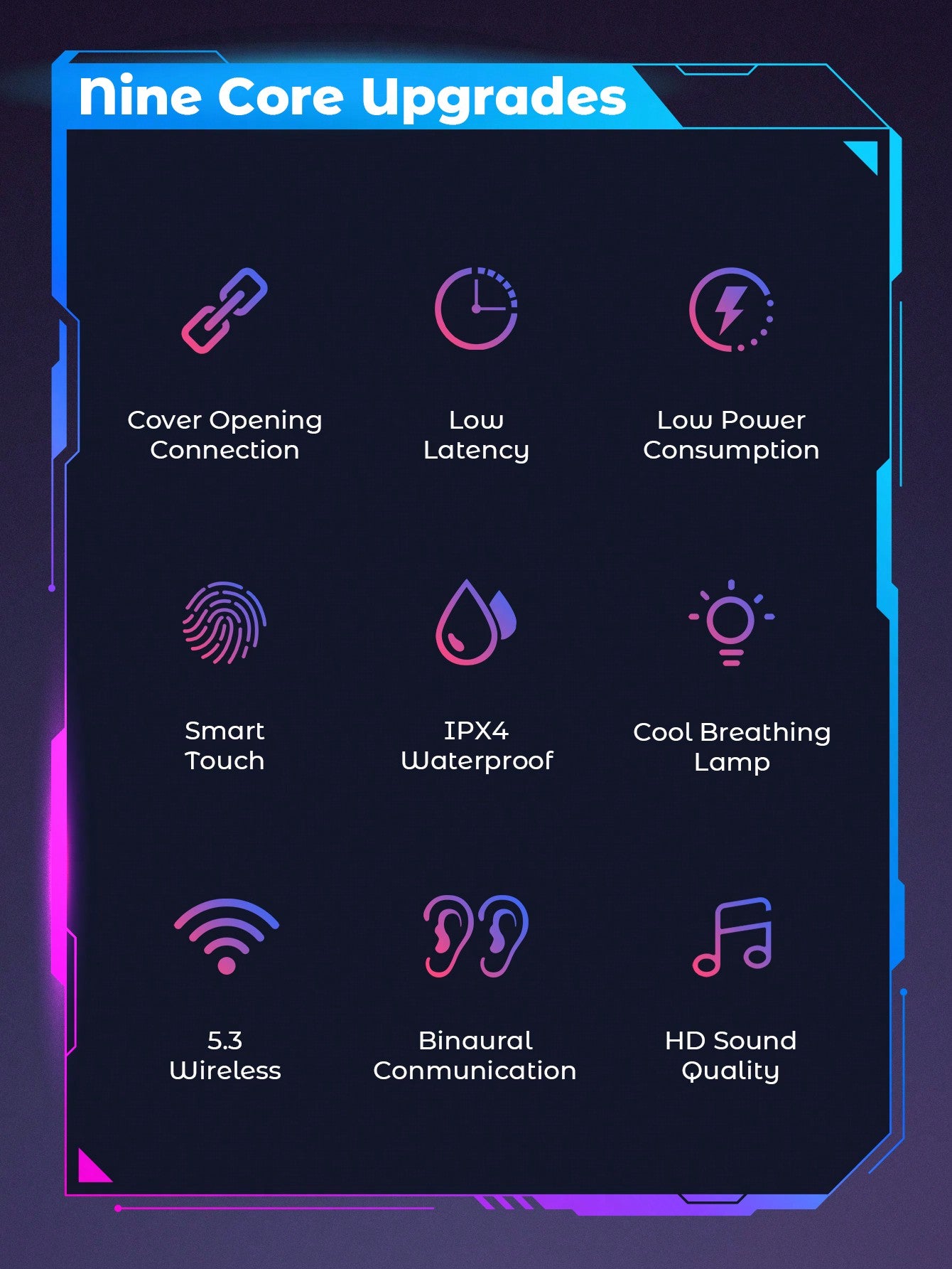Teckwe Wireless Earbuds With Colorful LED Lights,Bluetooth 5.1