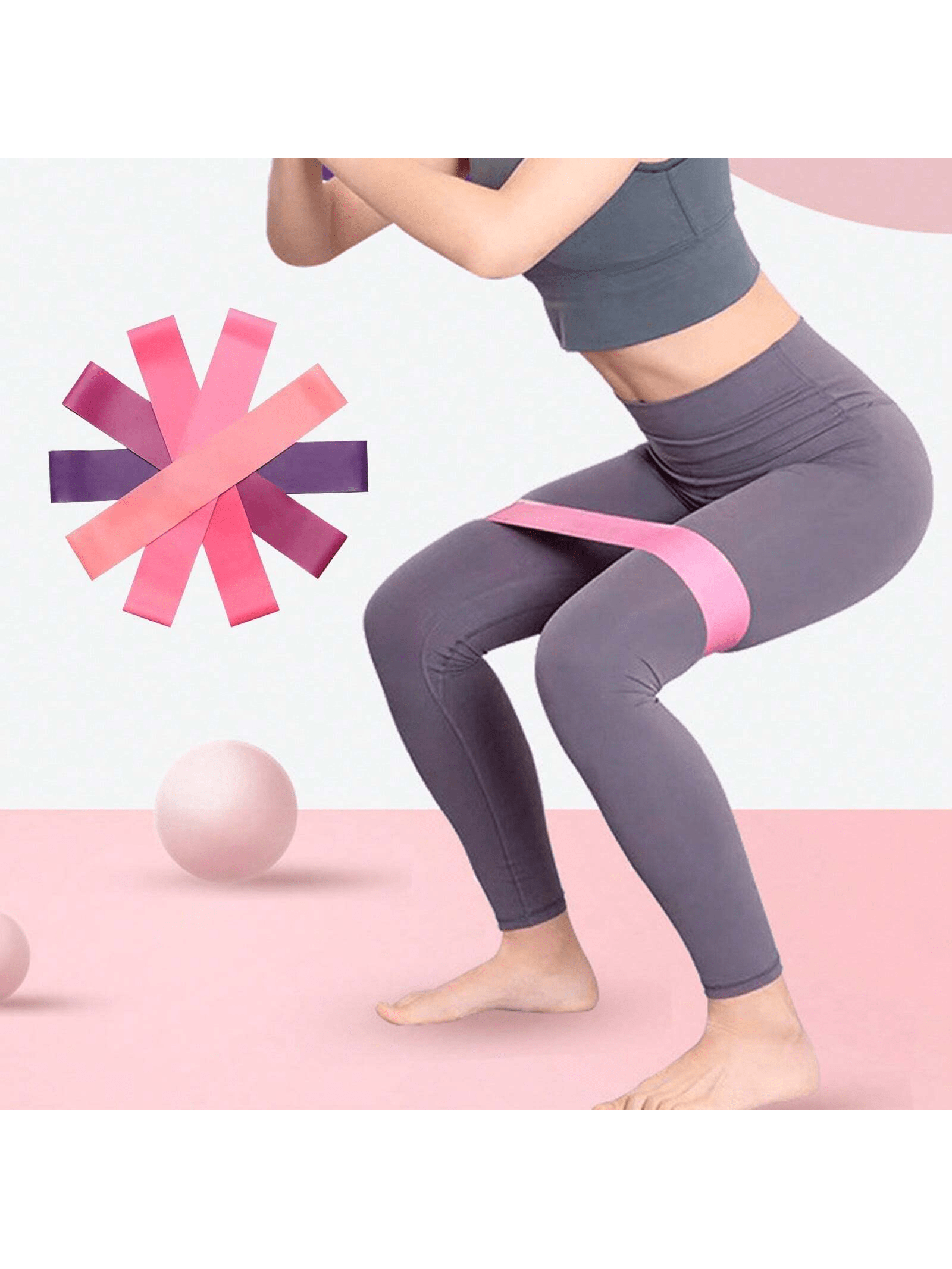 5pcs Hip Exercise Resistance Band, Portable Women's Fitness Yoga Equipment Tension Band Elastic Ring, Women's Exercise Belt For Buttocks/Legs/Arms, Yoga And Pilates