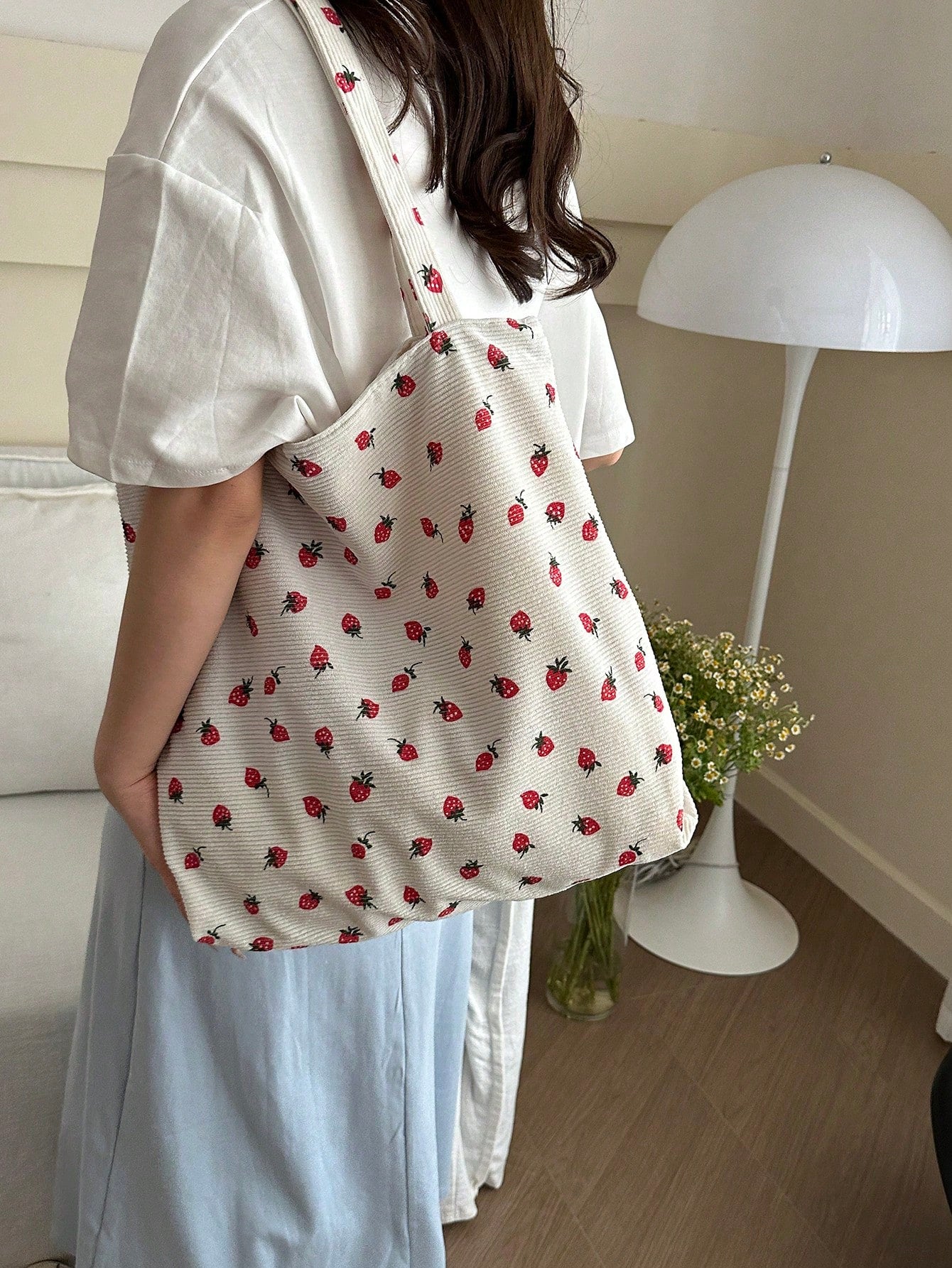 Corduroy Zipper Tote Bag, Women's Fashion Large Capacity Shoulder Bag, Casual Shopping Bag