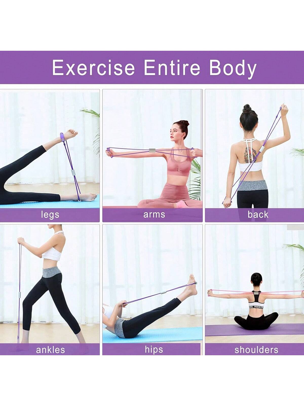 2024 Newest 1 Pc 8-Shaped Resistance Band, Arm Back Shoulder Exercise Elastic Rope Elastic Fitness Band, Foot, Leg, Hand Stretching, Arm Exercise Device, Used For Yoga Pilates Stretching Physical, Home Gym Exercise