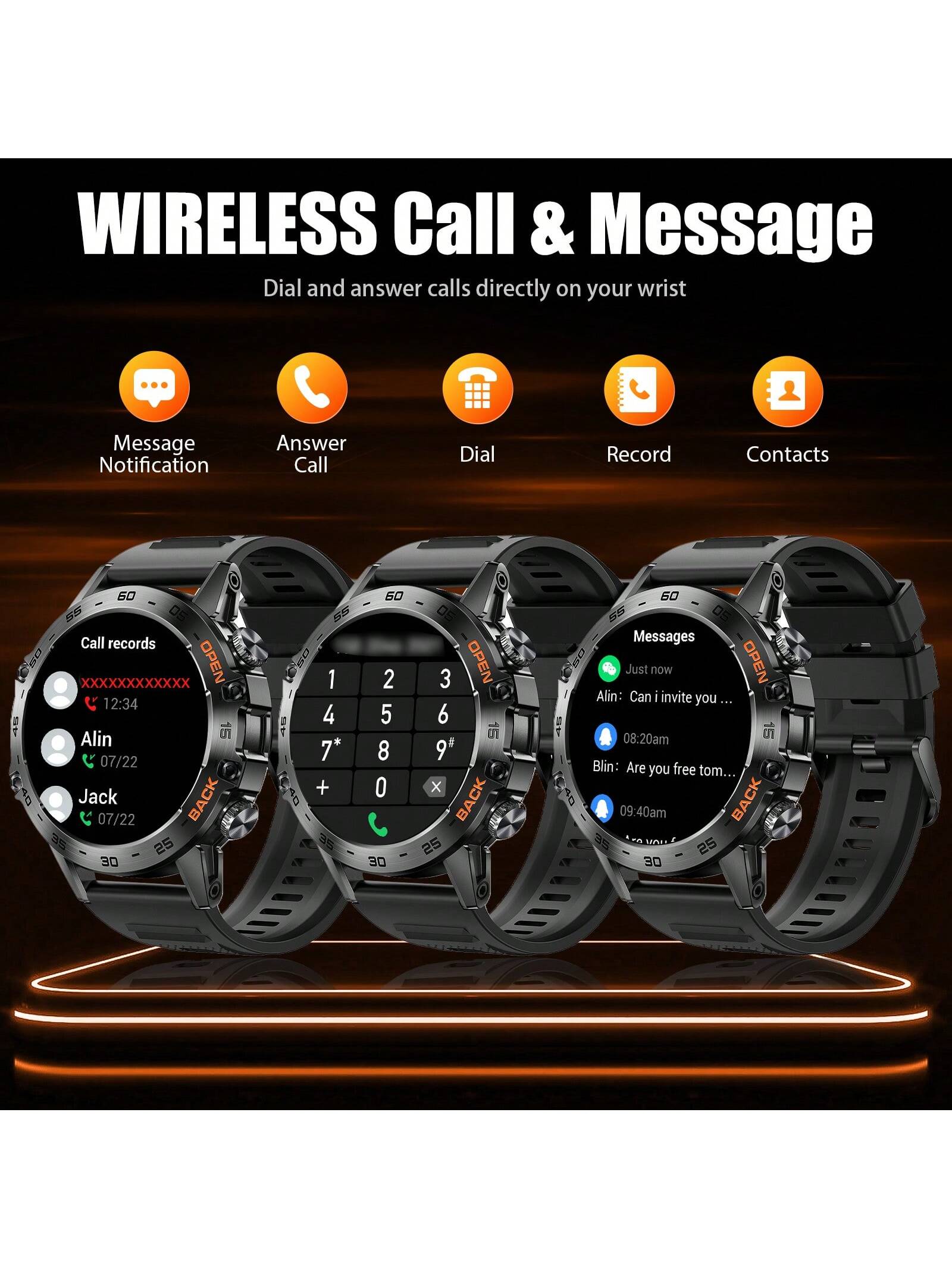 PAKRYS 1.39" HD Screen Smart Watch For Men, Fitness Tracker, Call Function, Heart Rate