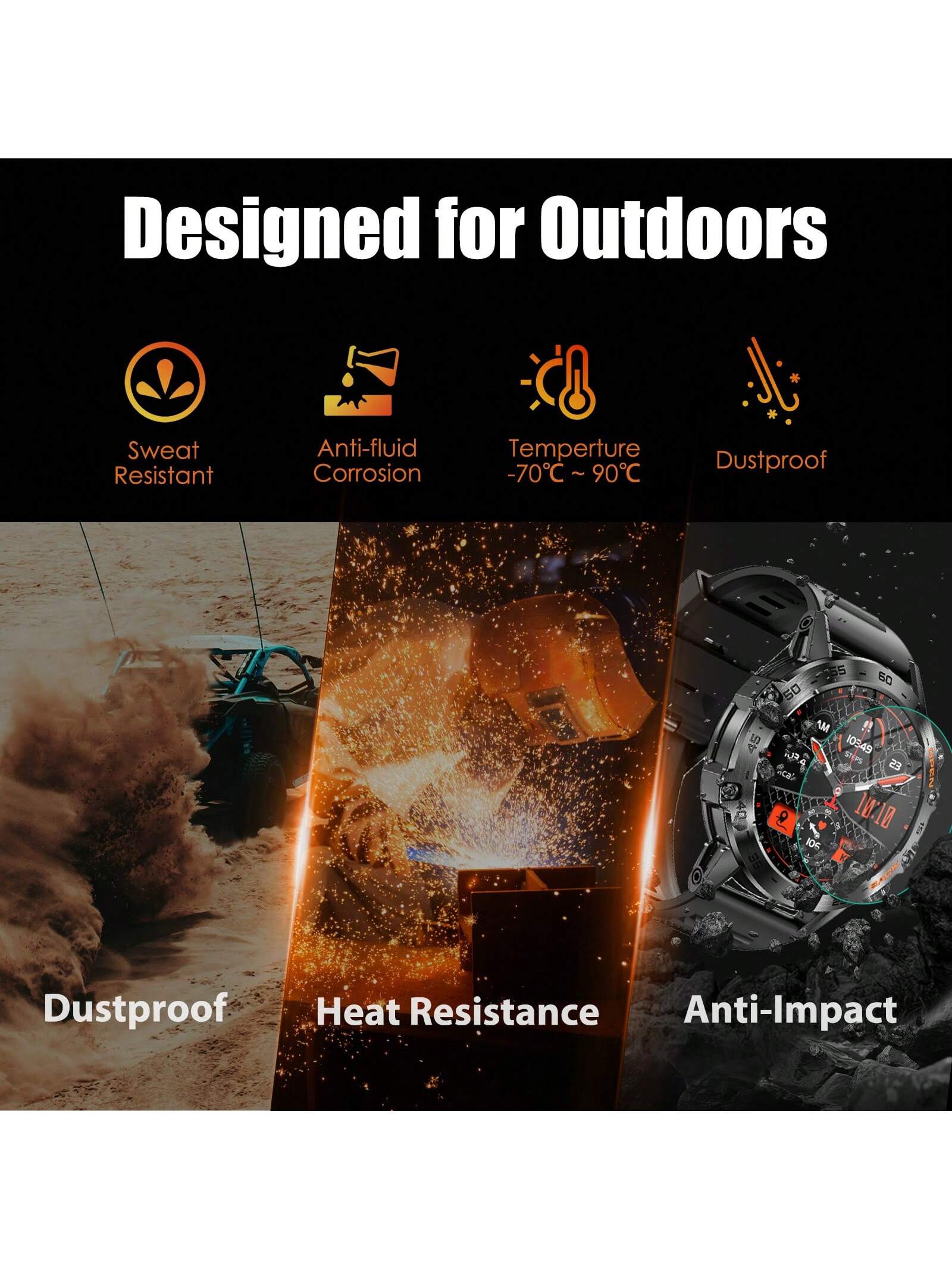 PAKRYS 1.39" HD Screen Smart Watch For Men, Fitness Tracker, Call Function, Heart Rate
