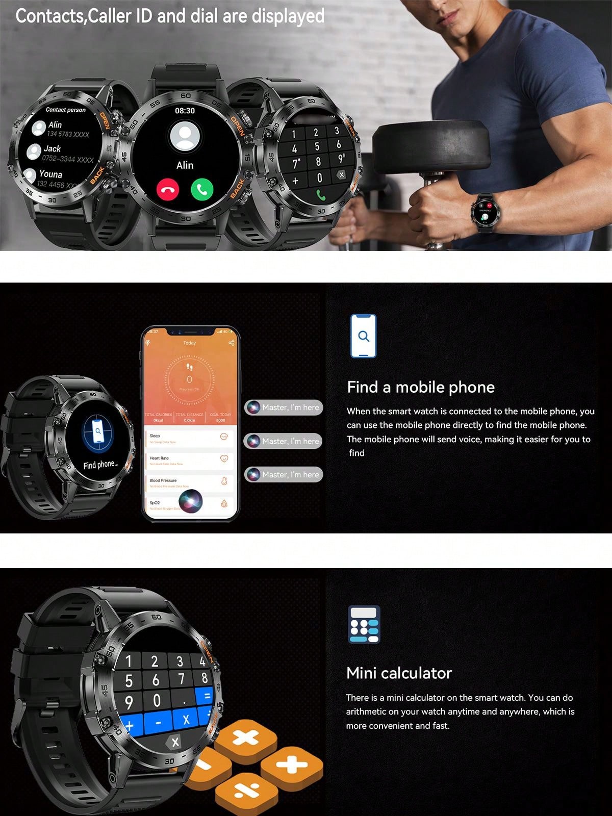 PAKRYS 1.39" HD Screen Smart Watch For Men, Fitness Tracker, Call Function, Heart Rate