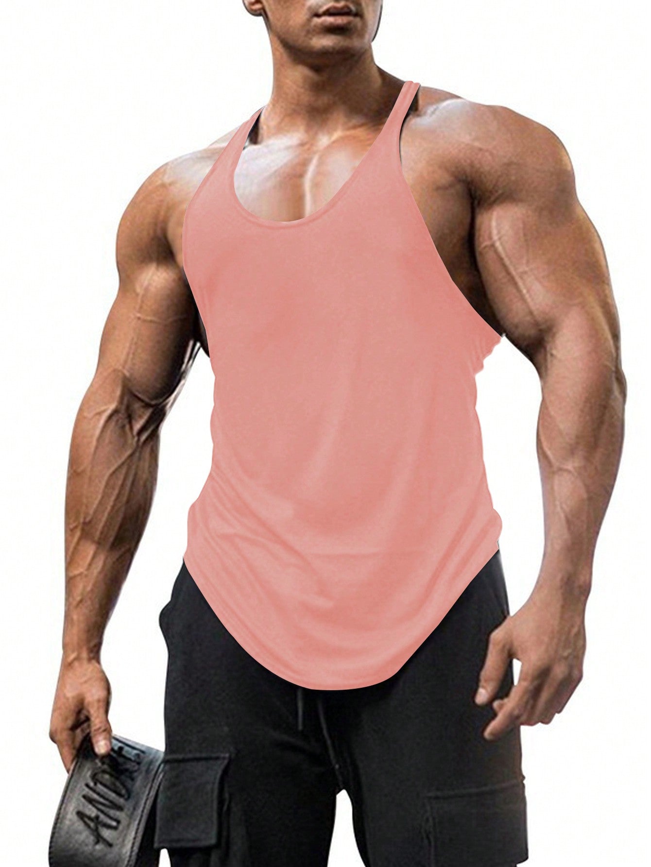 Manfinity Fitness Boyfriend Style Men Solid Racer Back Sports Tank Top Workout Tops Tank Top Pack