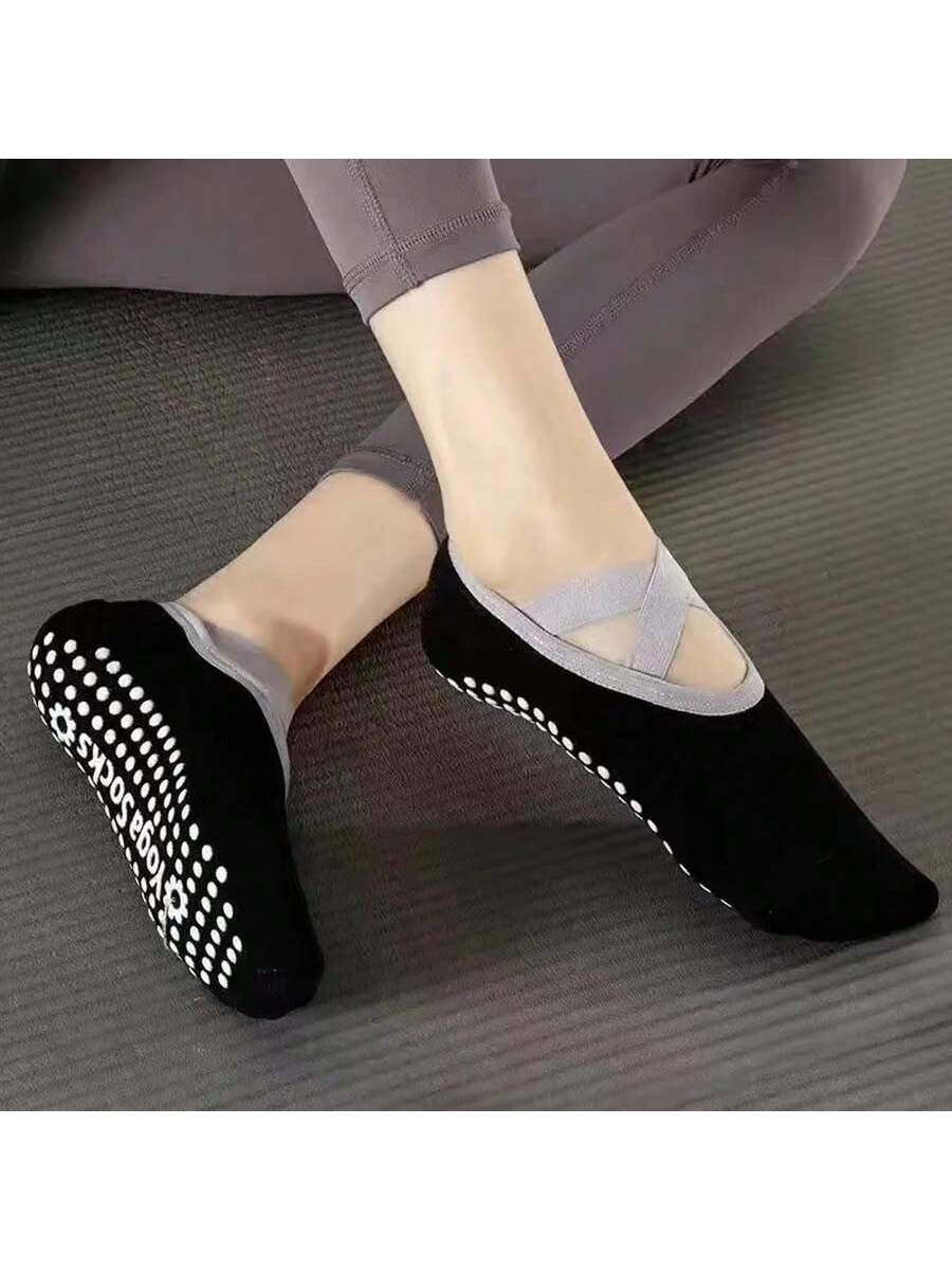 1Pair Professional Women Yoga Socks Silicone Anti-Slip Ballet Pilates Socks Women Backless Breathable Bandage Dance Sports Socks