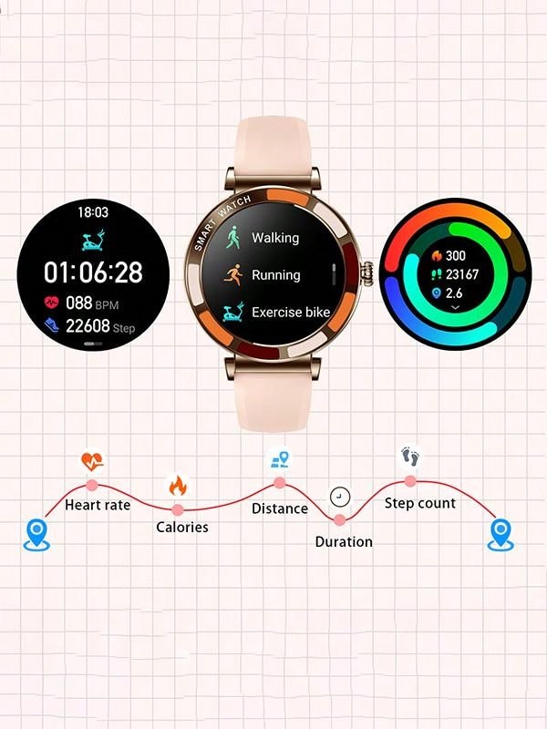 INEYES 2024 New Smartwatch For Women (Answer/Make Call) With 1.27'' HD Screen 100 Sport Modes Health Fitness Tracker Breathing Training/Sleep Monitor IP67 Waterproof Smart Watch Compatible With IOS Android IPhone