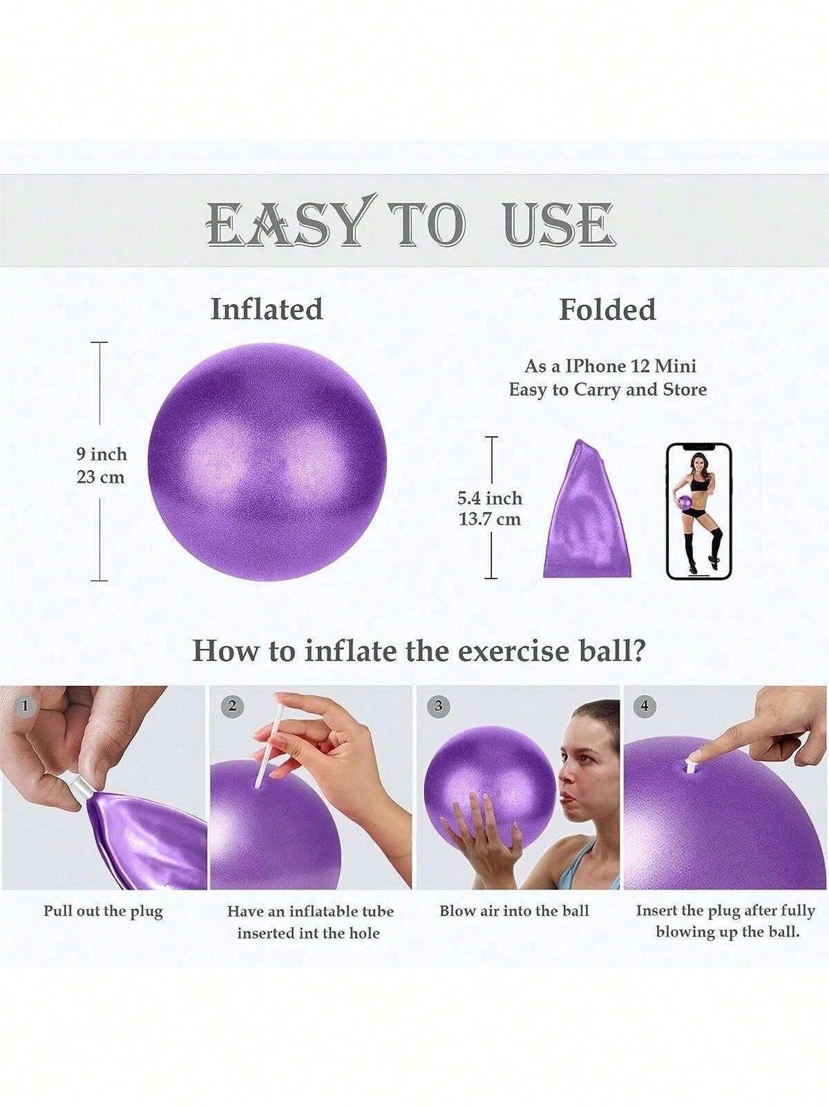 Small Pilates Ball, Mini Workout Ball, Core Ball, 9 Inch Small Exercise Ball, Mini Bender Ball, Pilates, Yoga, Workout