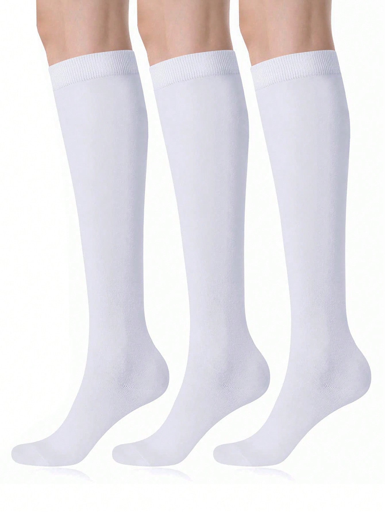 3pairs Simple Striped Sports Compression Socks, Moisture-Wicking