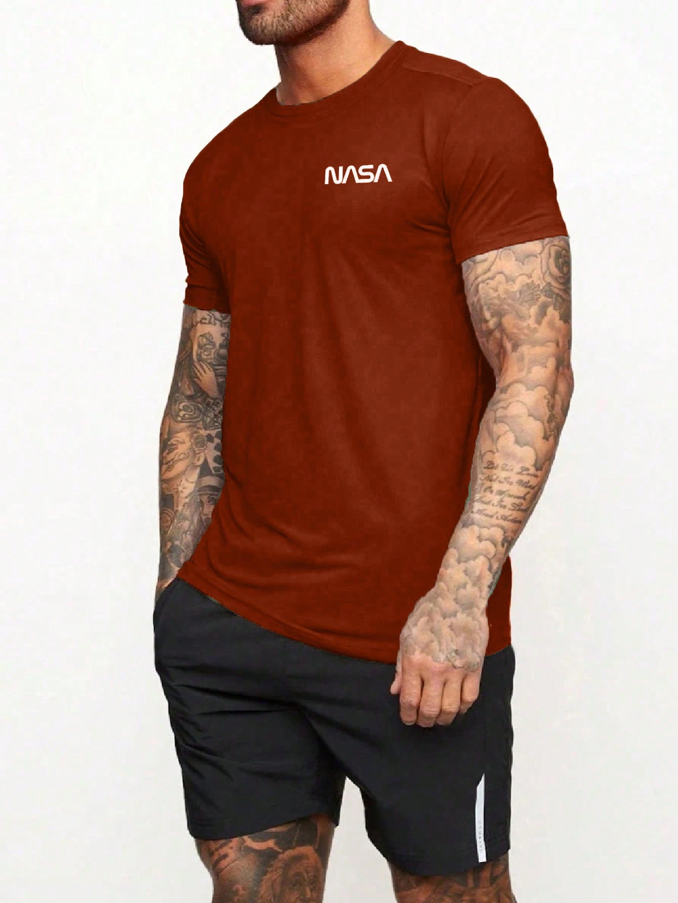 Manfinity Fitness Manfinity Fitness Boyfriend Style Men Letter Graphic Sports Tee Workout Tops Basic T Shirt Graphic Boyfriend Style Men T Shirt Boyfriend Style Men Joggers