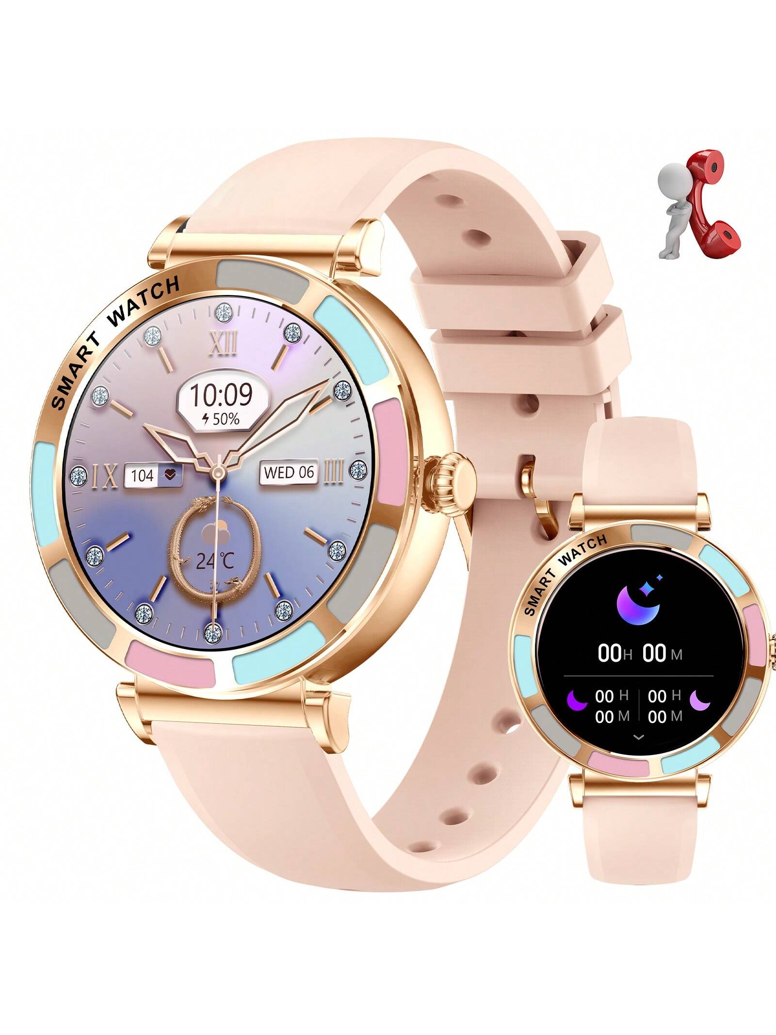 INEYES 2024 New Smartwatch For Women (Answer/Make Call) With 1.27'' HD Screen 100 Sport Modes Health Fitness Tracker Breathing Training/Sleep Monitor IP67 Waterproof Smart Watch Compatible With IOS Android IPhone